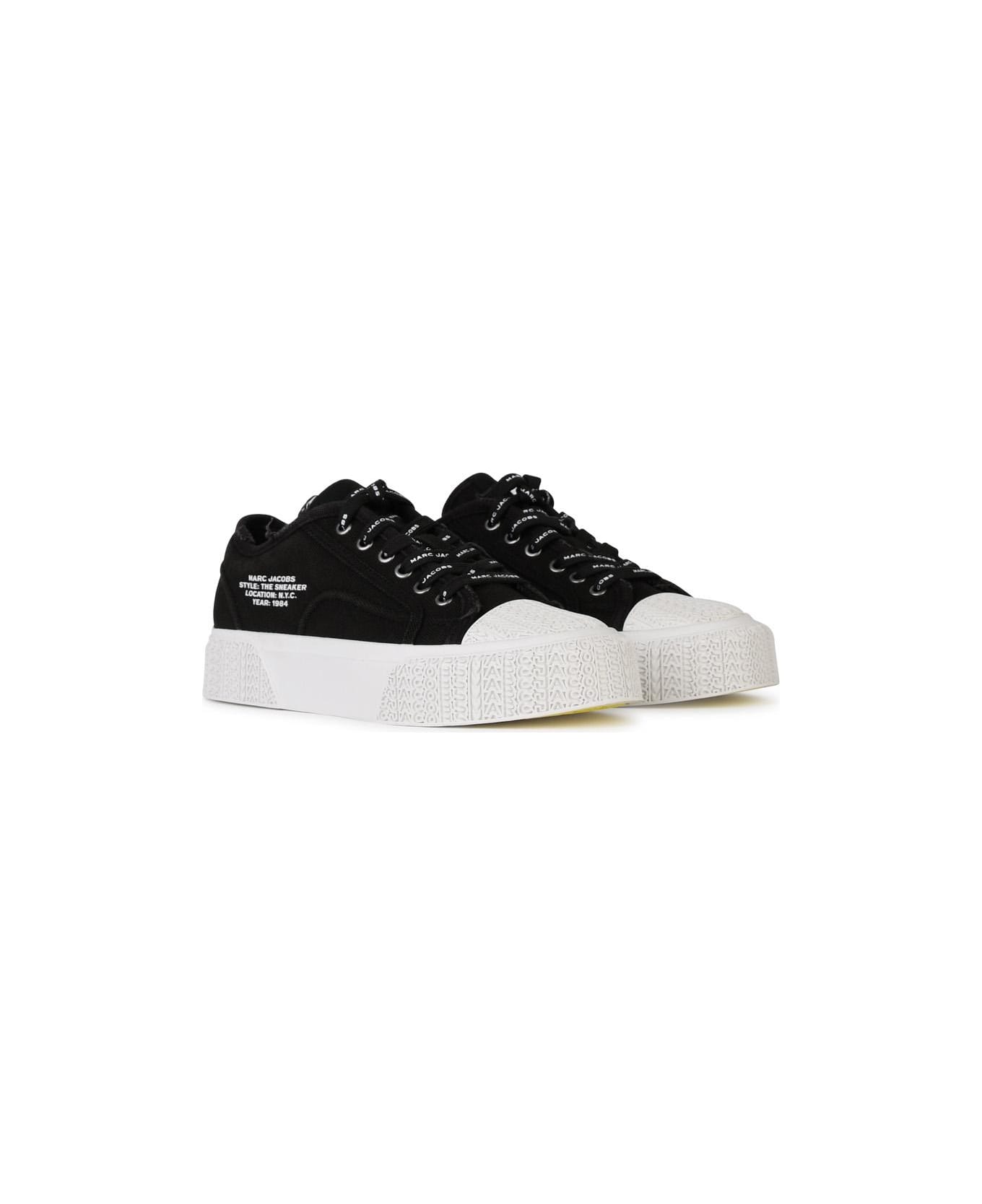 Marc Jacobs Black Canvas Sneakers - BLACK/WHITE