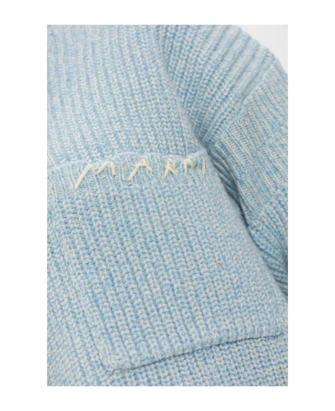 Marni Contrast Stitched Logo Embroidered Jumper