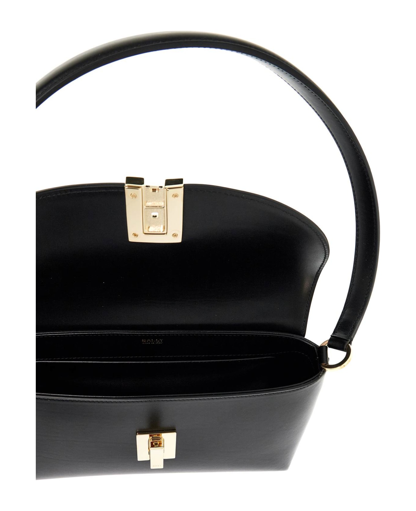 Bally Ollam Leather Shoulder Bag In - BLACK+YELGOLD (Black)