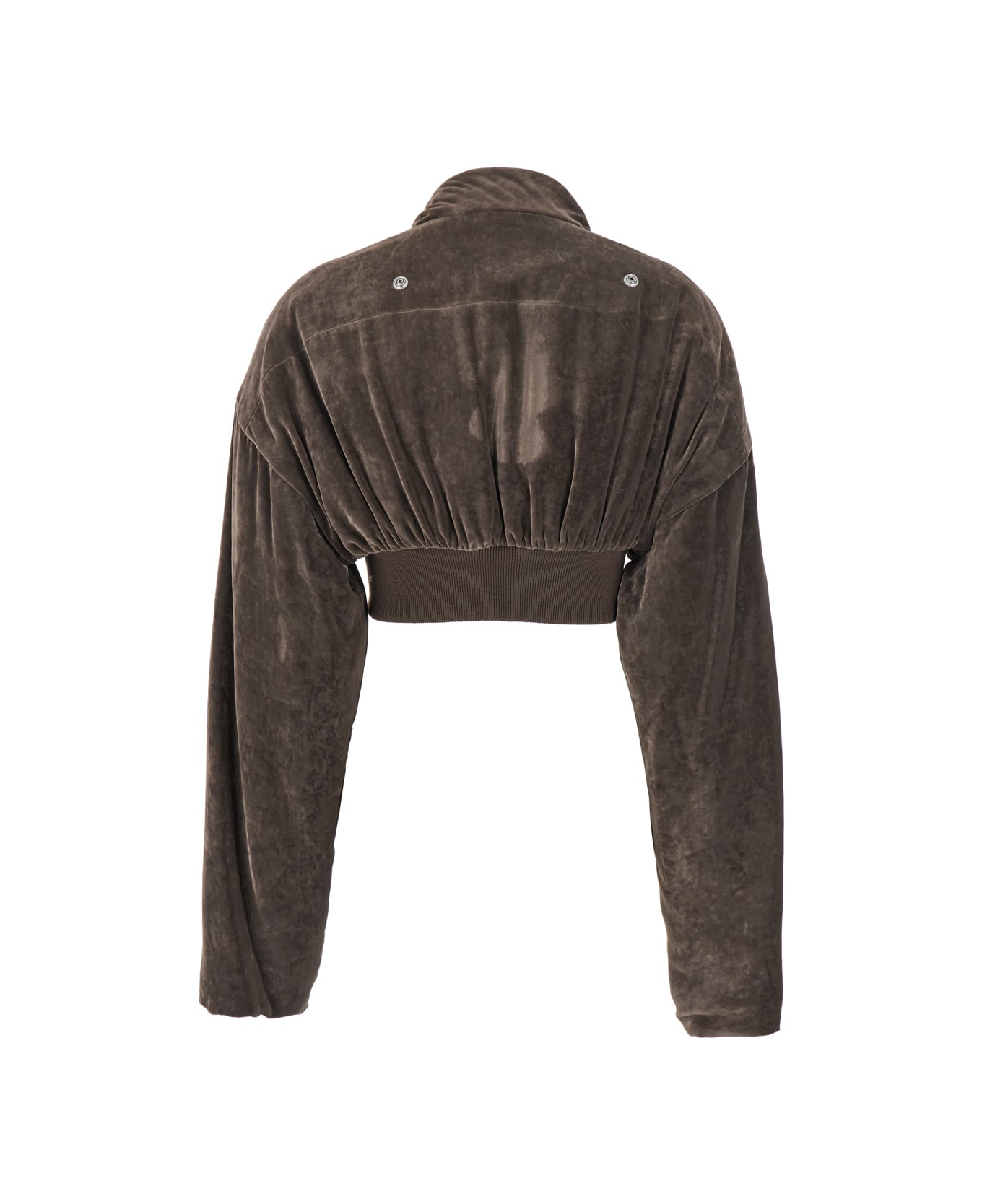 Rick Owens 
hollywood
 Cropped Jacket With Front Zip Closure In Viscose Blend Woman - Brown