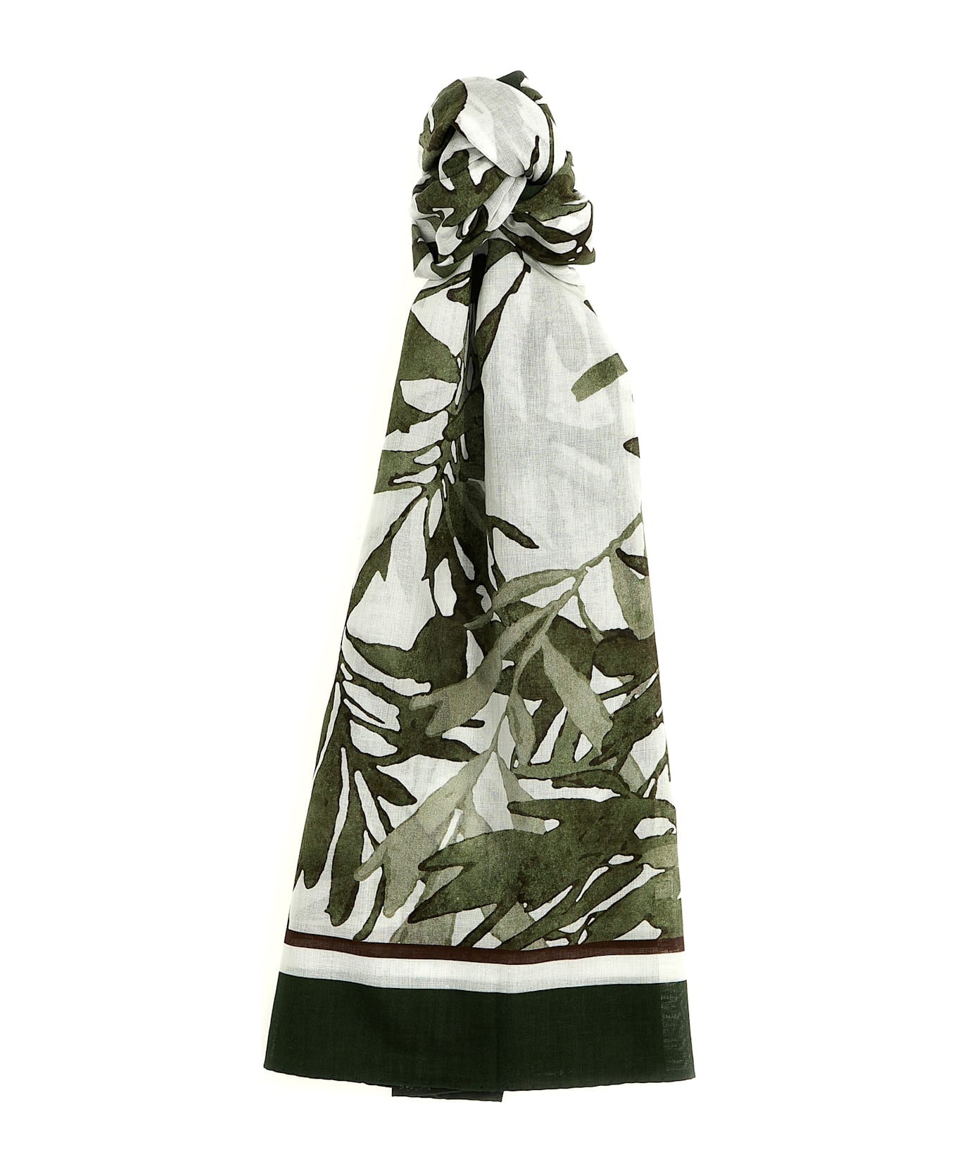 Brunello Cucinelli 'herbarium Print' Scarf - Green