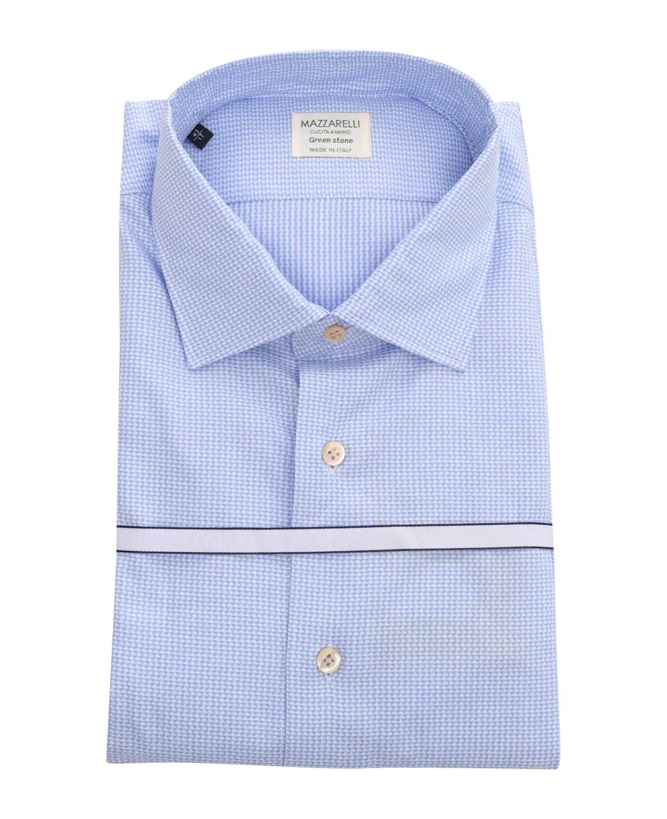 Mazzarelli Geometric Pattern Cotton Shirt - LIGHT BLUE