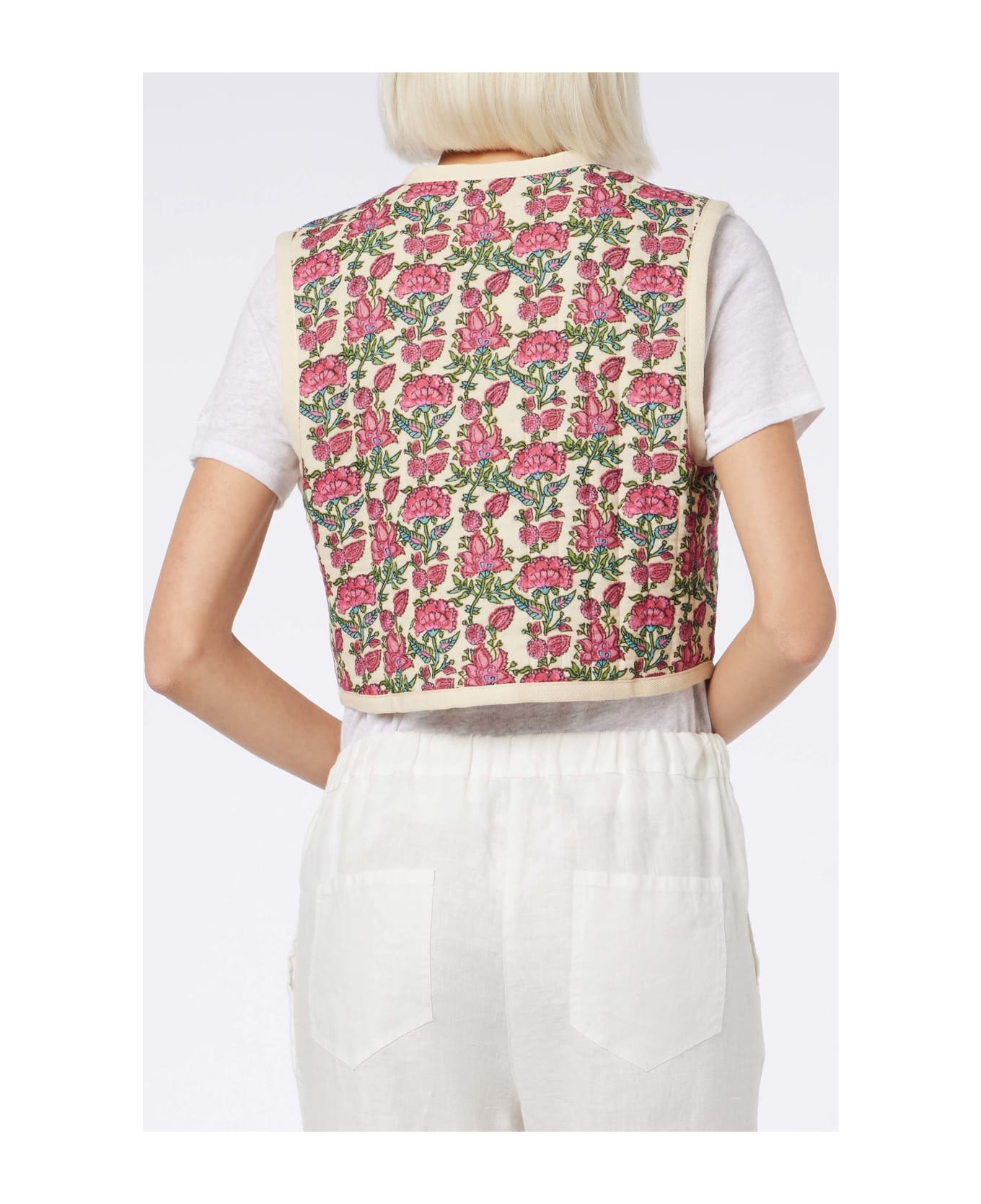 MC2 Saint Barth Woman Embroidered Padded Vest - WHITE