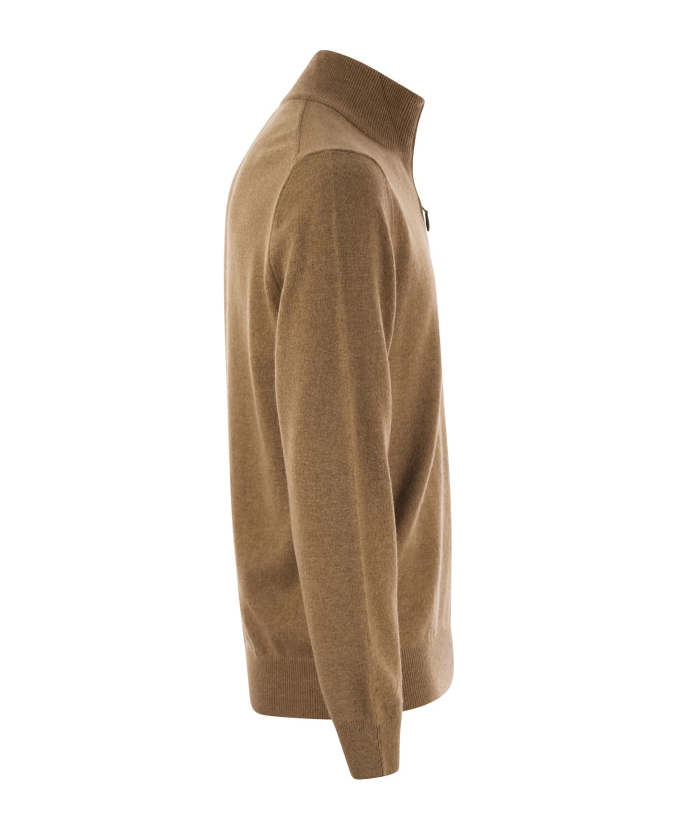 Polo Ralph Lauren Wool Pullover With Half Zip - Latte Brown Heather
