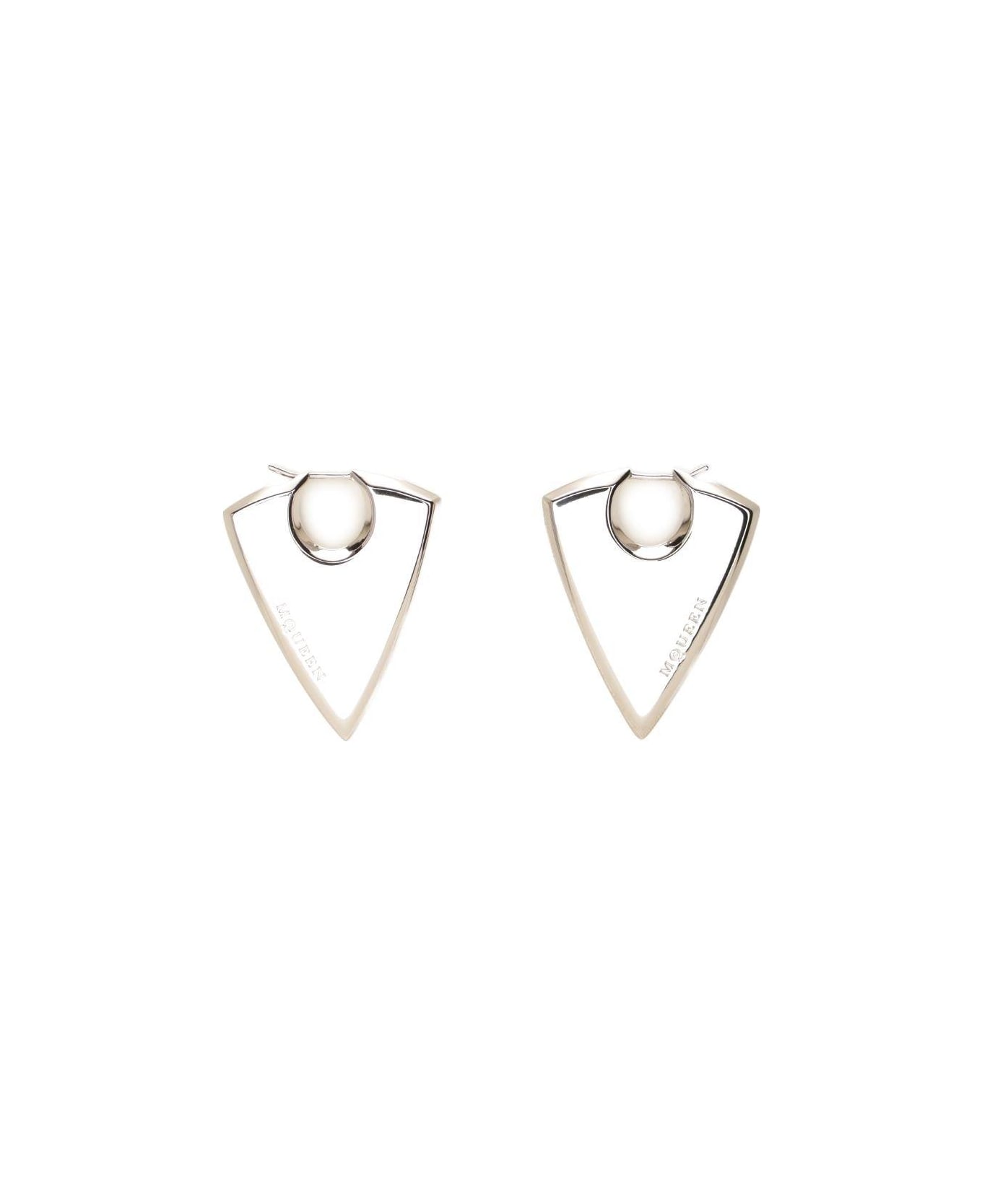Alexander McQueen Arrow Triangle Shape Earrings - SILVER