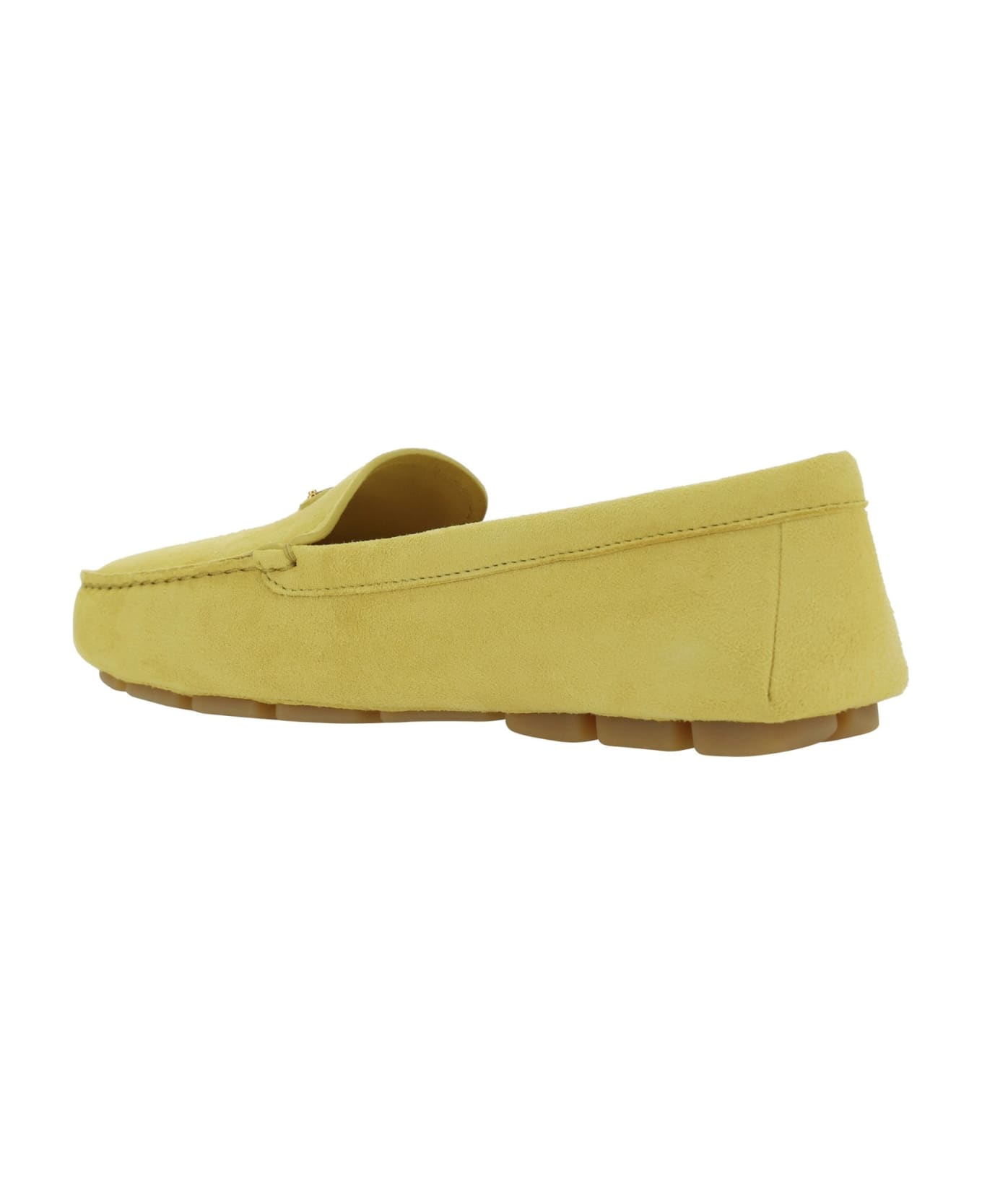 Prada Leather Logo Loafers - Yellow