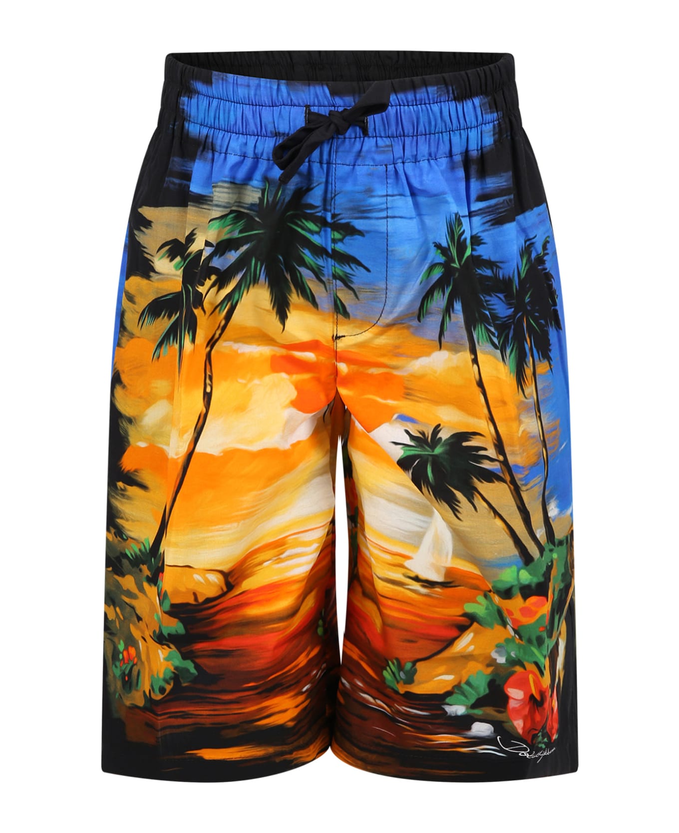 Dolce & Gabbana Multicolor Shorts For Boy With Print And Logo - Multicolor