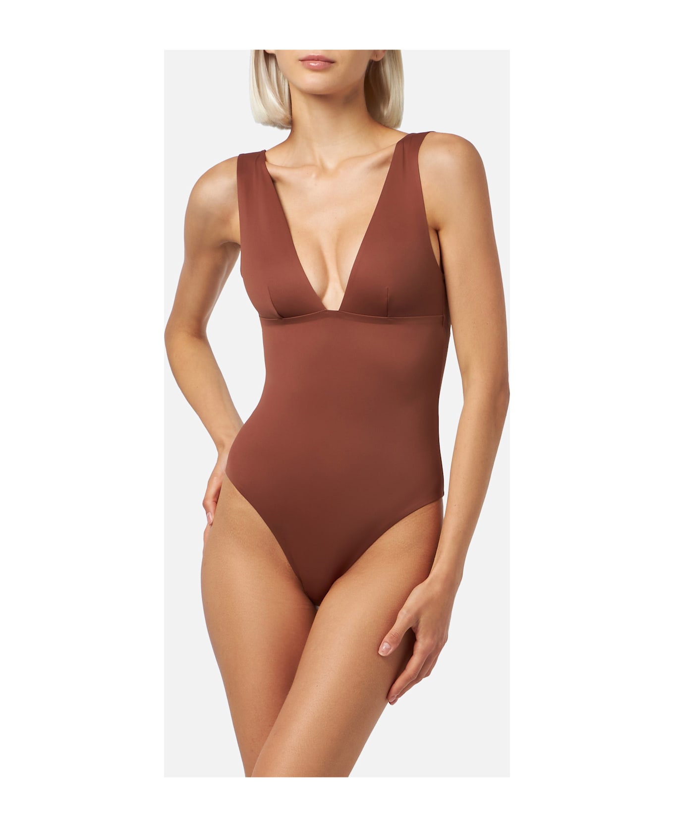 MC2 Saint Barth Woman Heatsealed One-piece Swimsuit Calliope - BROWN