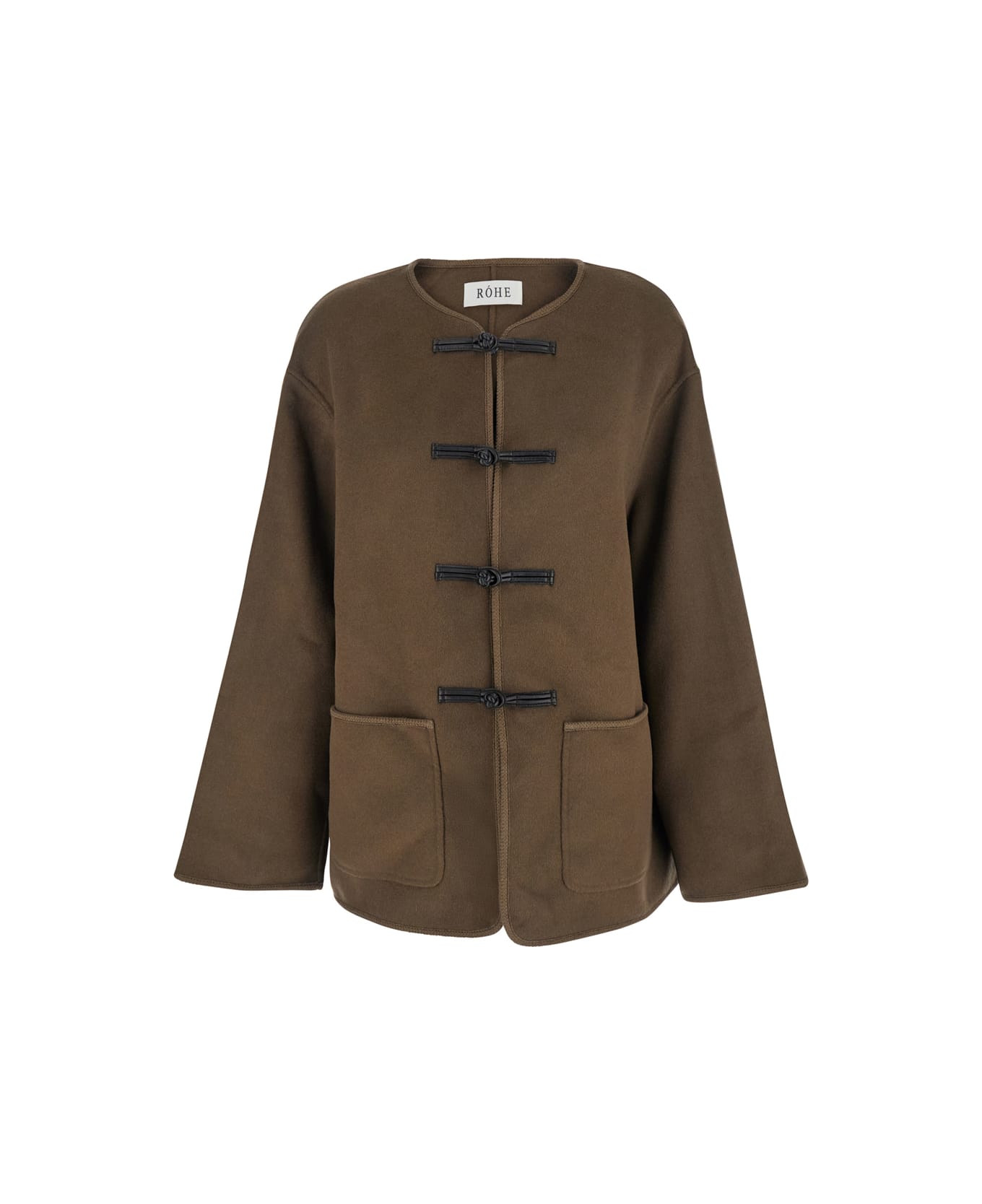 Róhe Brown Jacket With Front Toggle Closure In Wool Woman - Brown