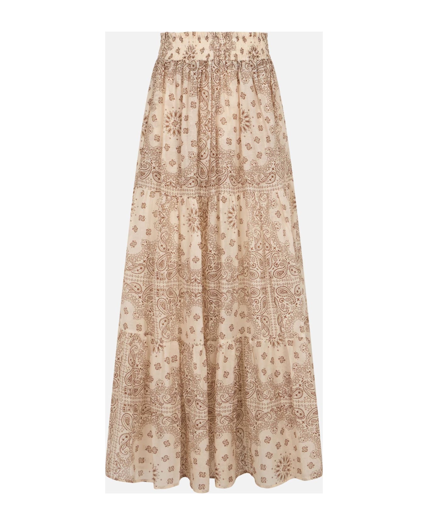 MC2 Saint Barth Woman Silk Voile Pleated Long Skirt Cheyenne - WHITE