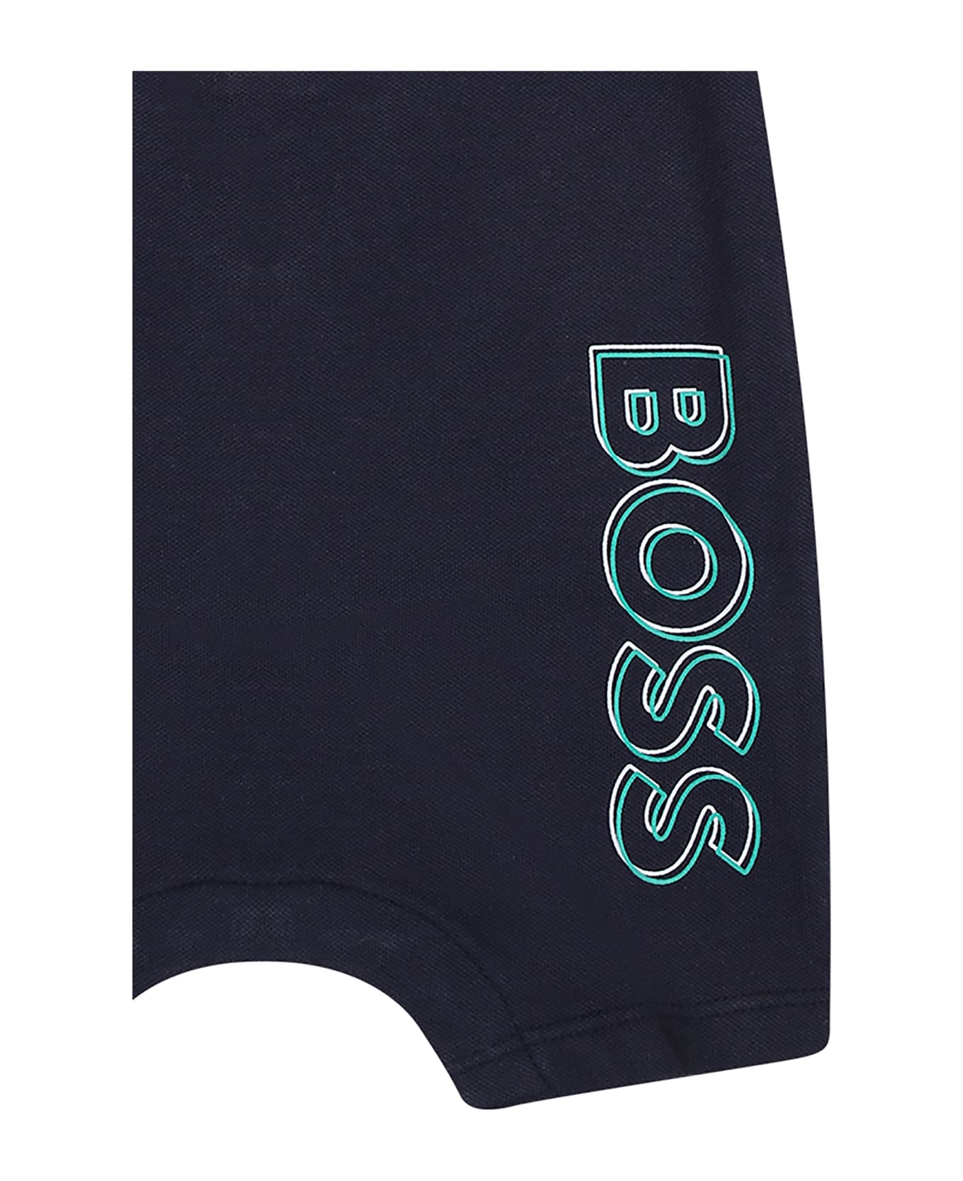 Hugo Boss Blue Romper For Baby Boy With Logo - Blue