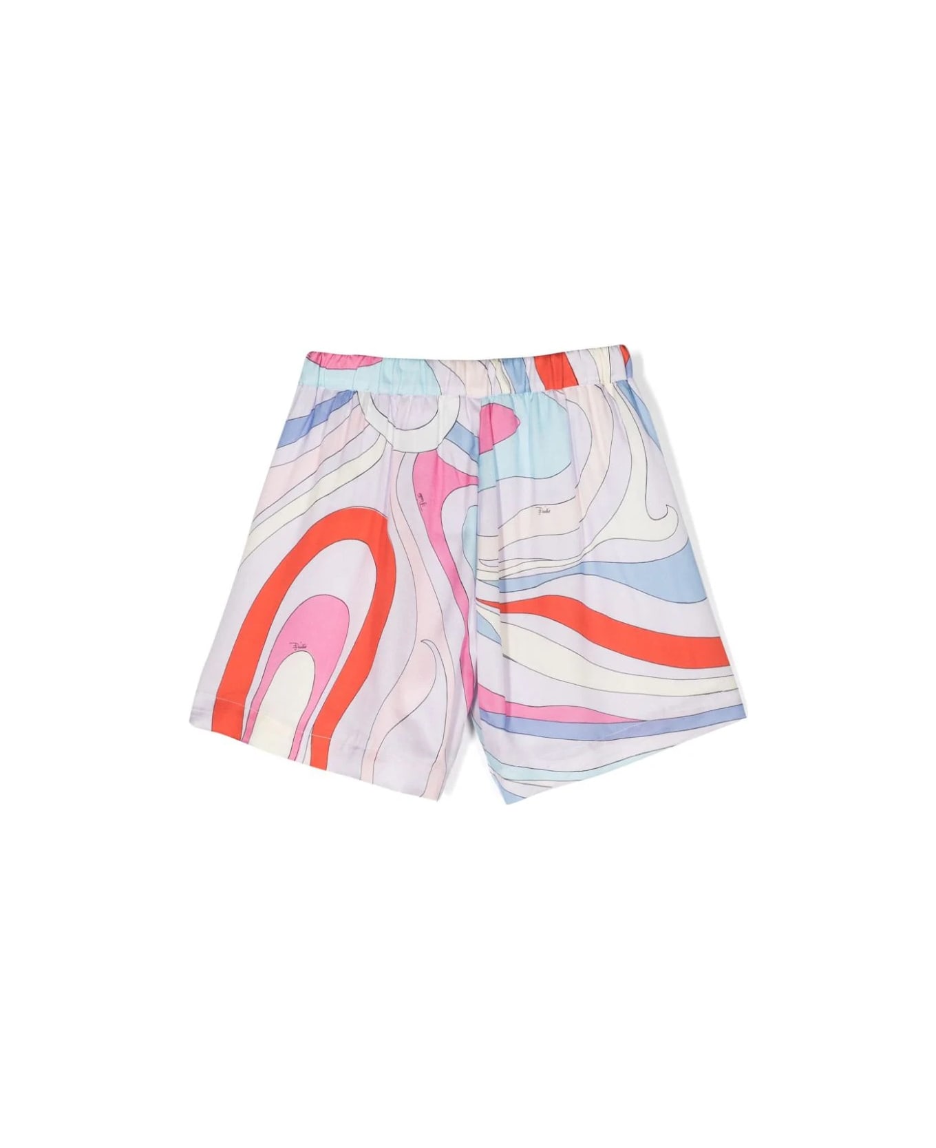 Pucci Shorts With Light Blue/multicolour Iride Print - Blue