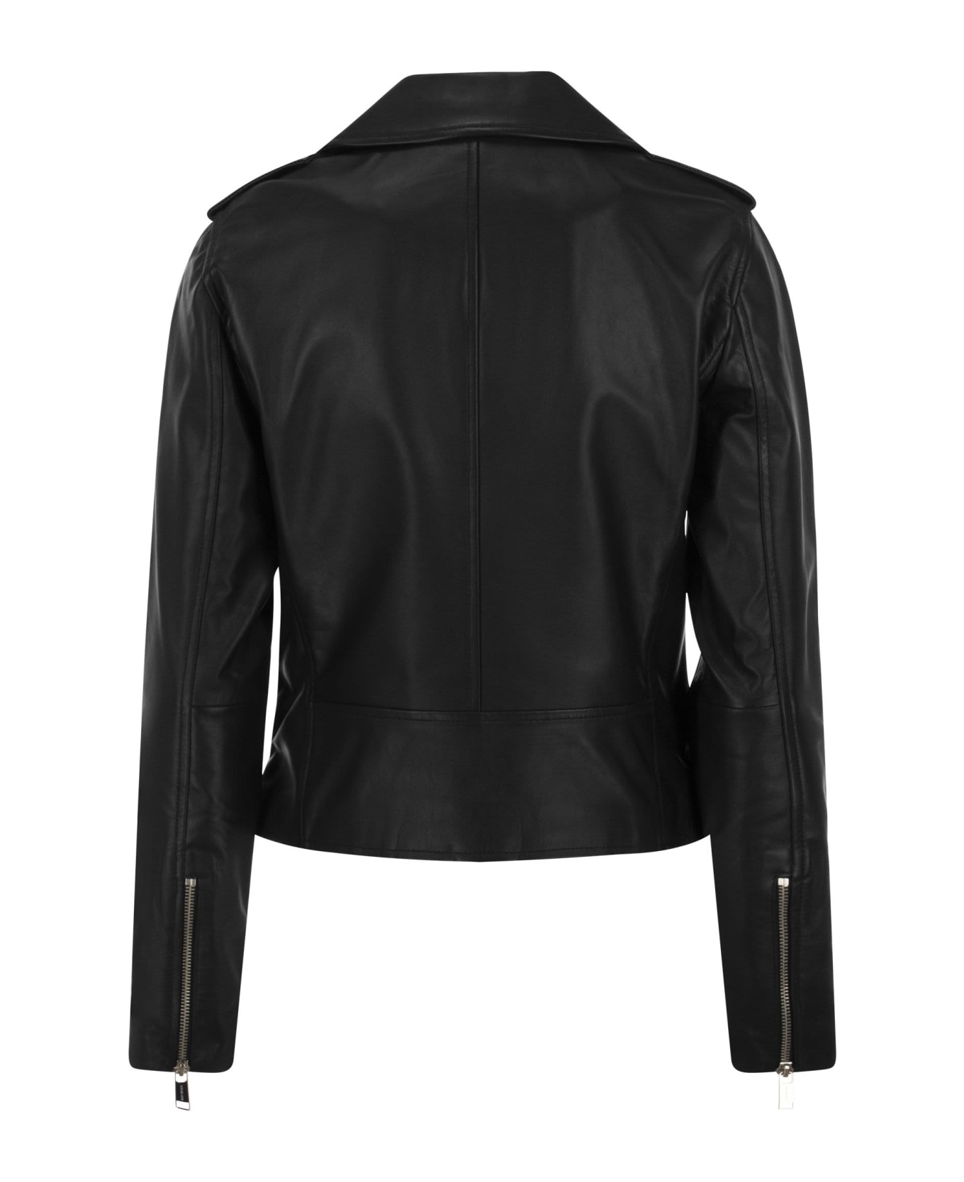 Michael Kors Leather Biker Jacket - Black
