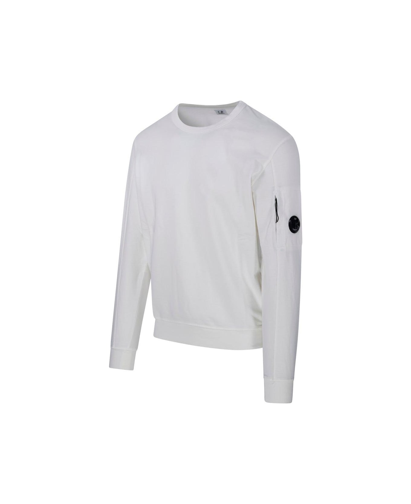 C.P. Company Lens-detailed Crewneck Sweatshirt - Gauze white