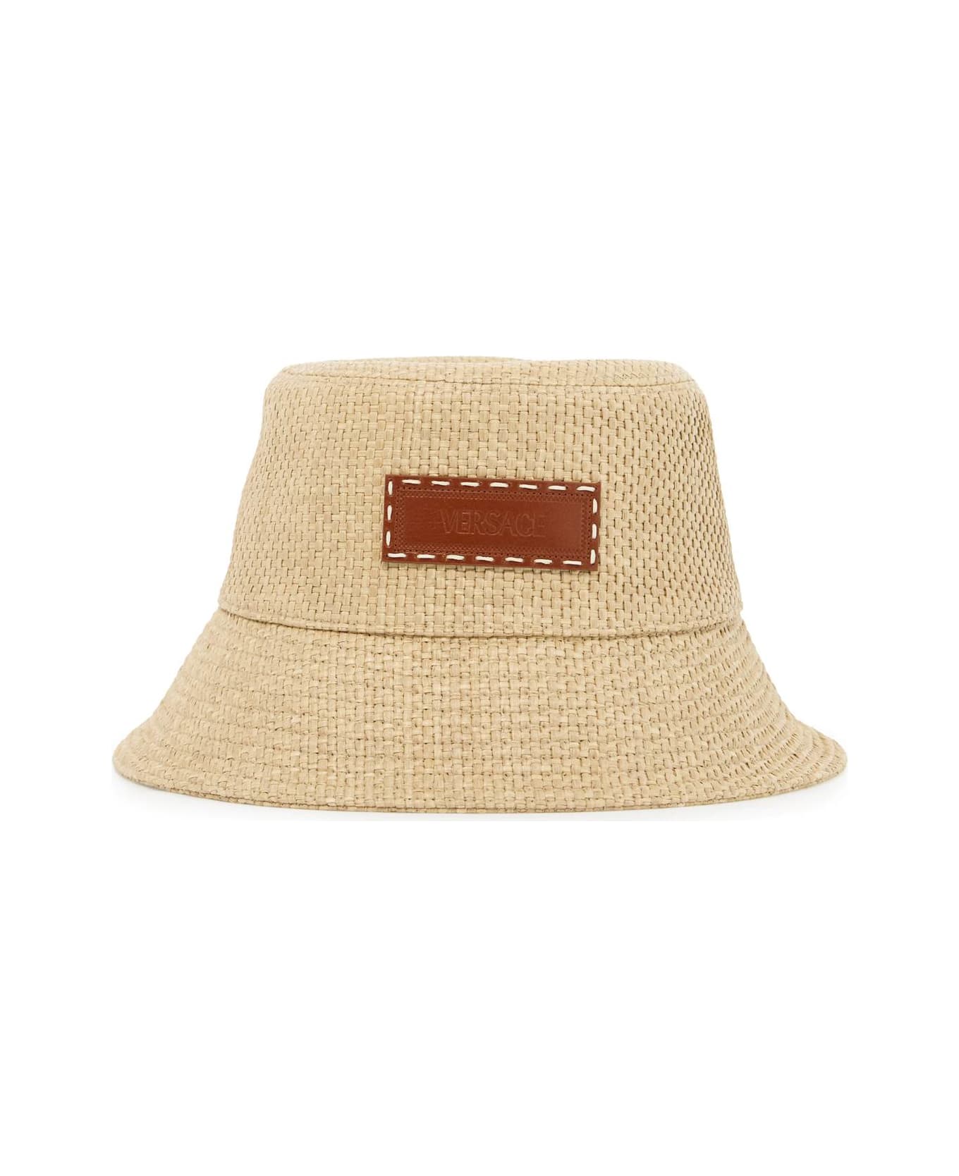 Versace Raffia Bucket Hat For - LINEN+TABACCO (Beige)