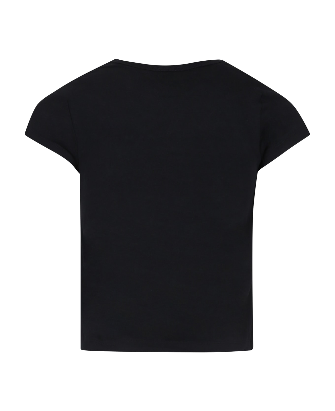 Rykiel Enfant Black T-shirt For Girl With Logo - Black Tシャツ＆ポロシャツ