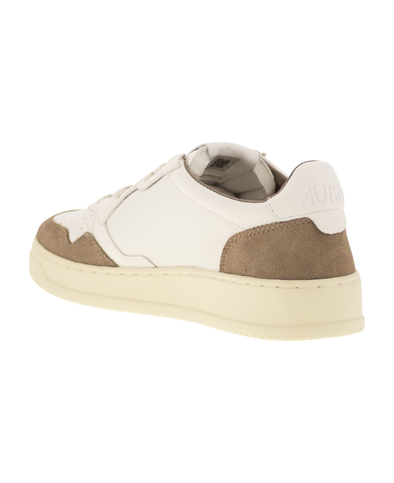 Autry Medalist Low - Leather And Suede Sneakers - White/brown