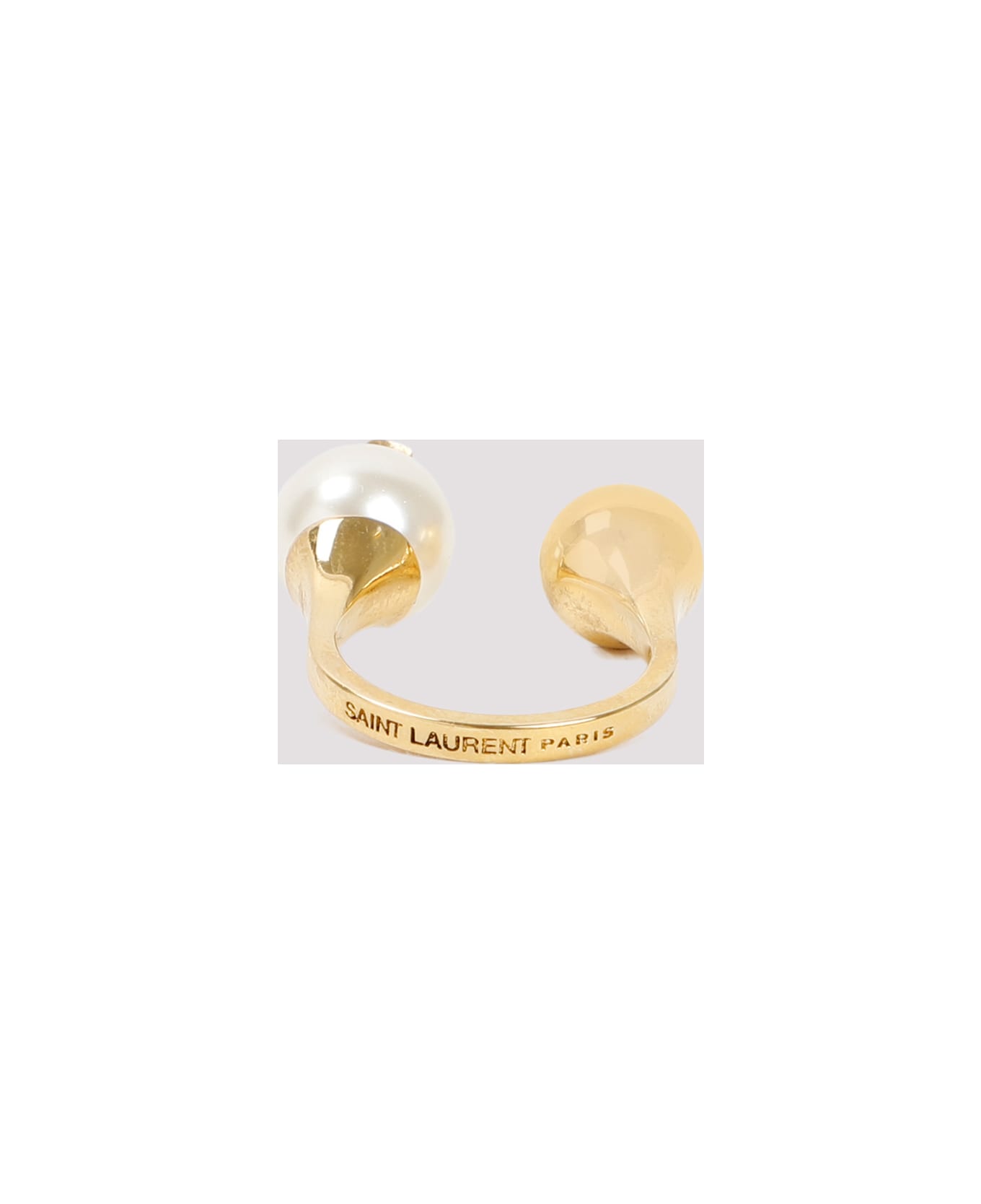 Saint Laurent Logo Plaque Ring - Creme