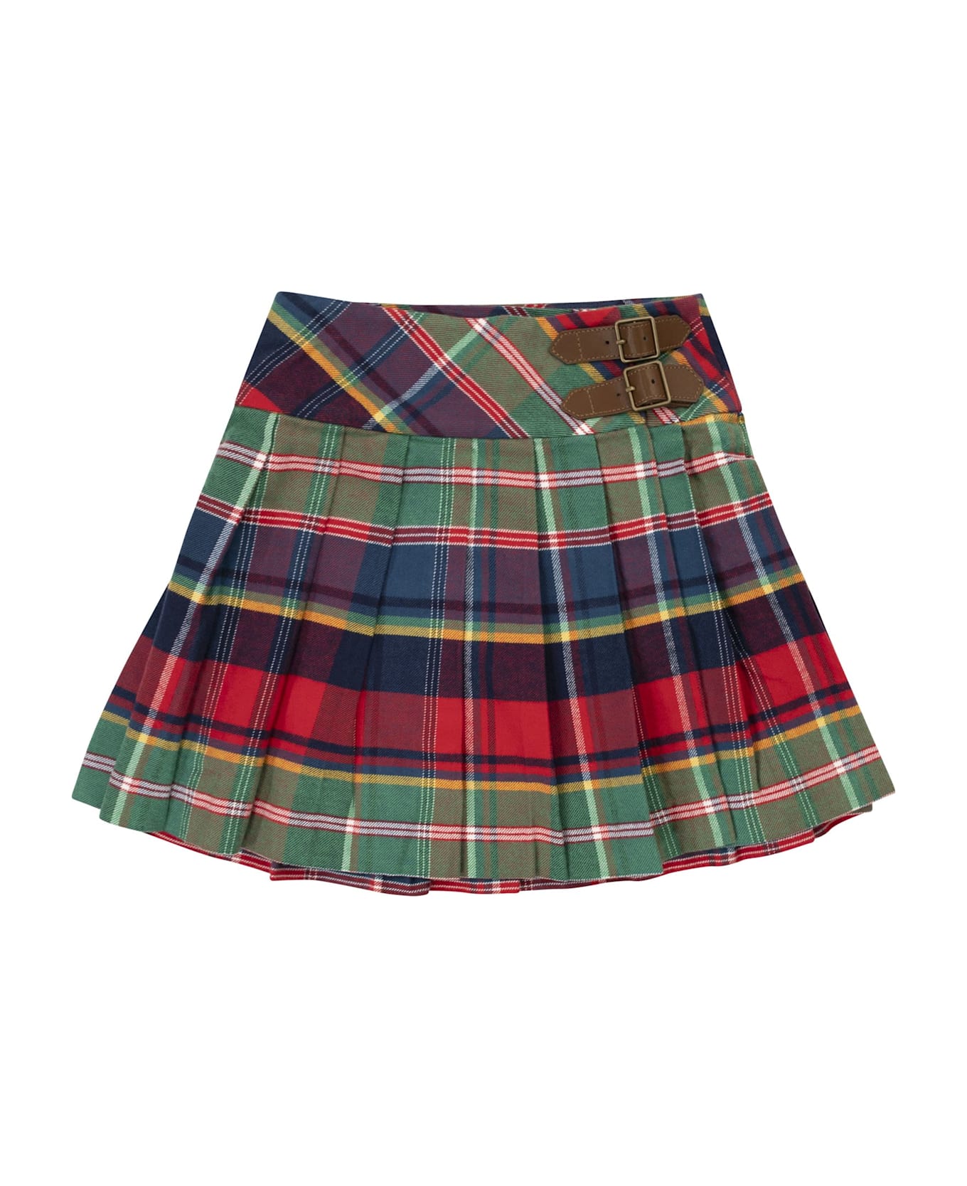 Polo Ralph Lauren Pleated Plaid Wrap Skirt - Red