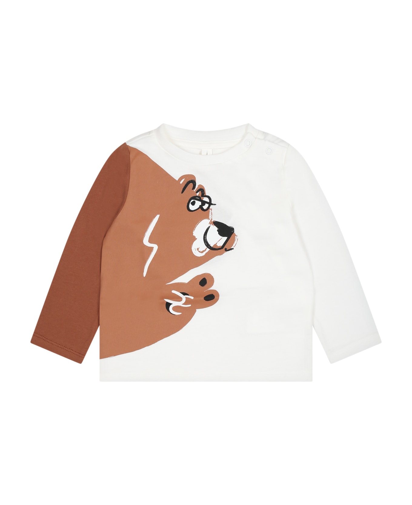 Stella McCartney Kids Black T-shirt For Baby Boy With Logo And Print - White