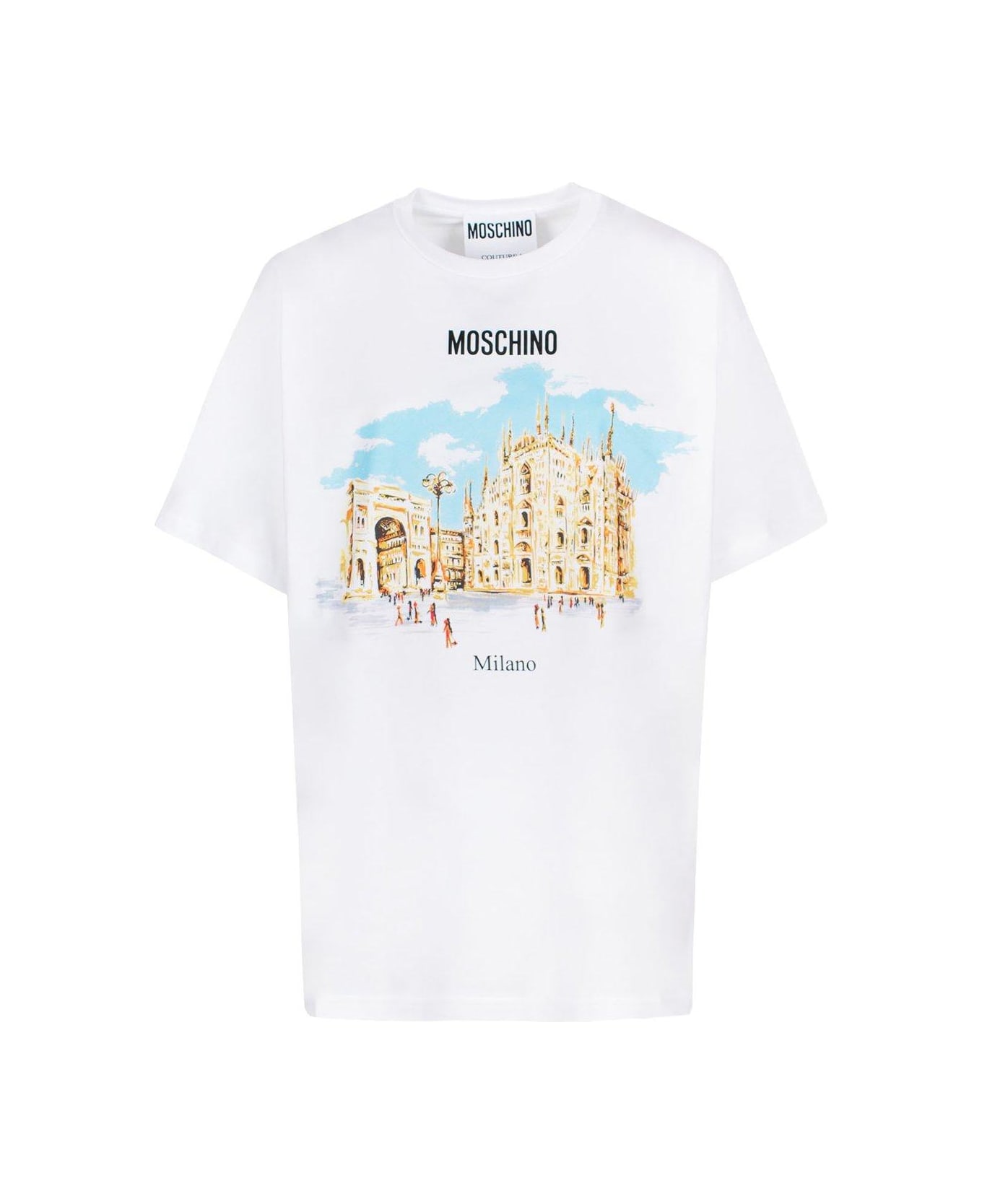 Moschino Illustration Printed Crewneck T-shirt - Fantasia bianco Tシャツ