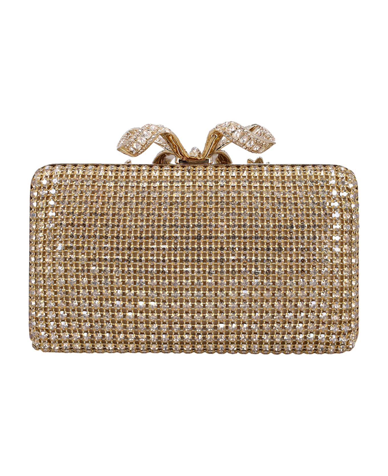 【SELF PORTRAIT】クリスタル装飾のサテンボックスクラッチ self-portrait Crystal Box Clutch | italist
