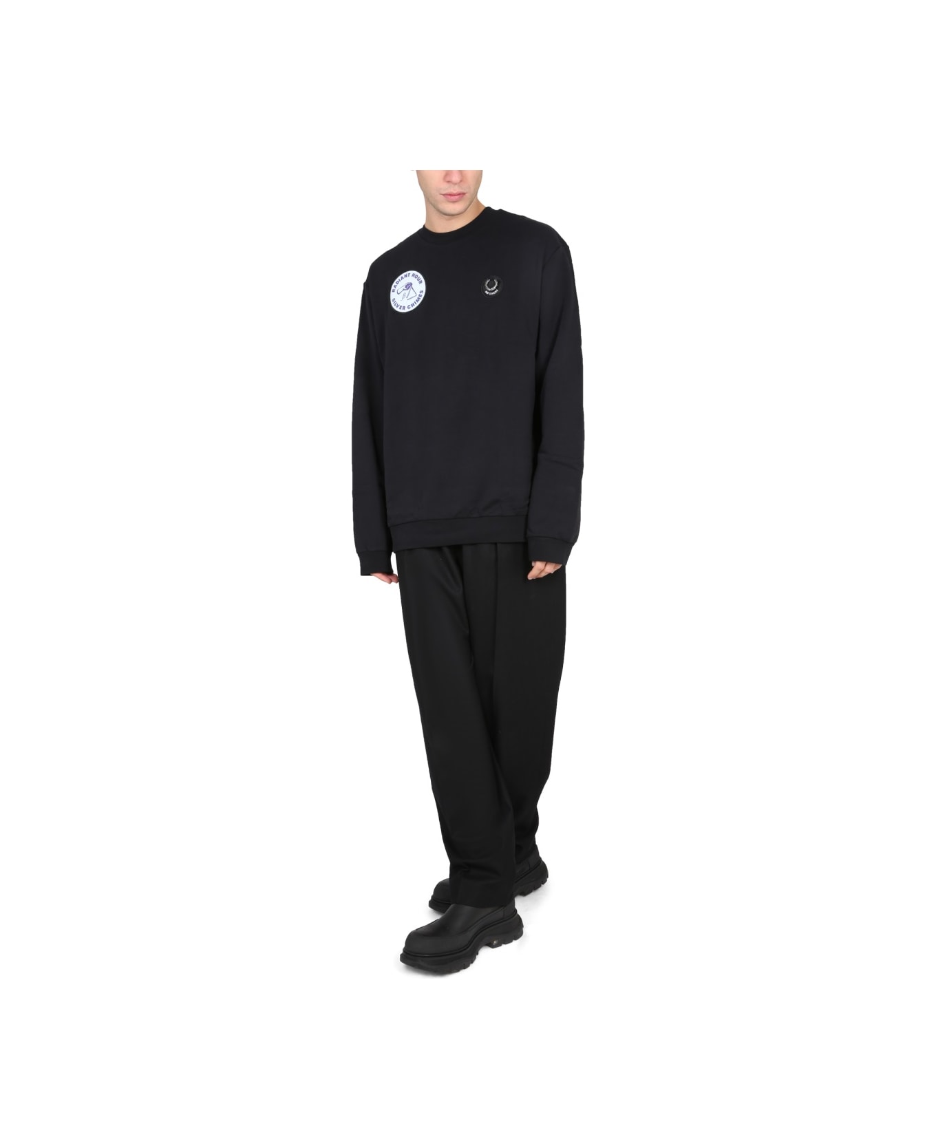 Fred Perry by Raf Simons Sweatshirt With Patch - BLACK
