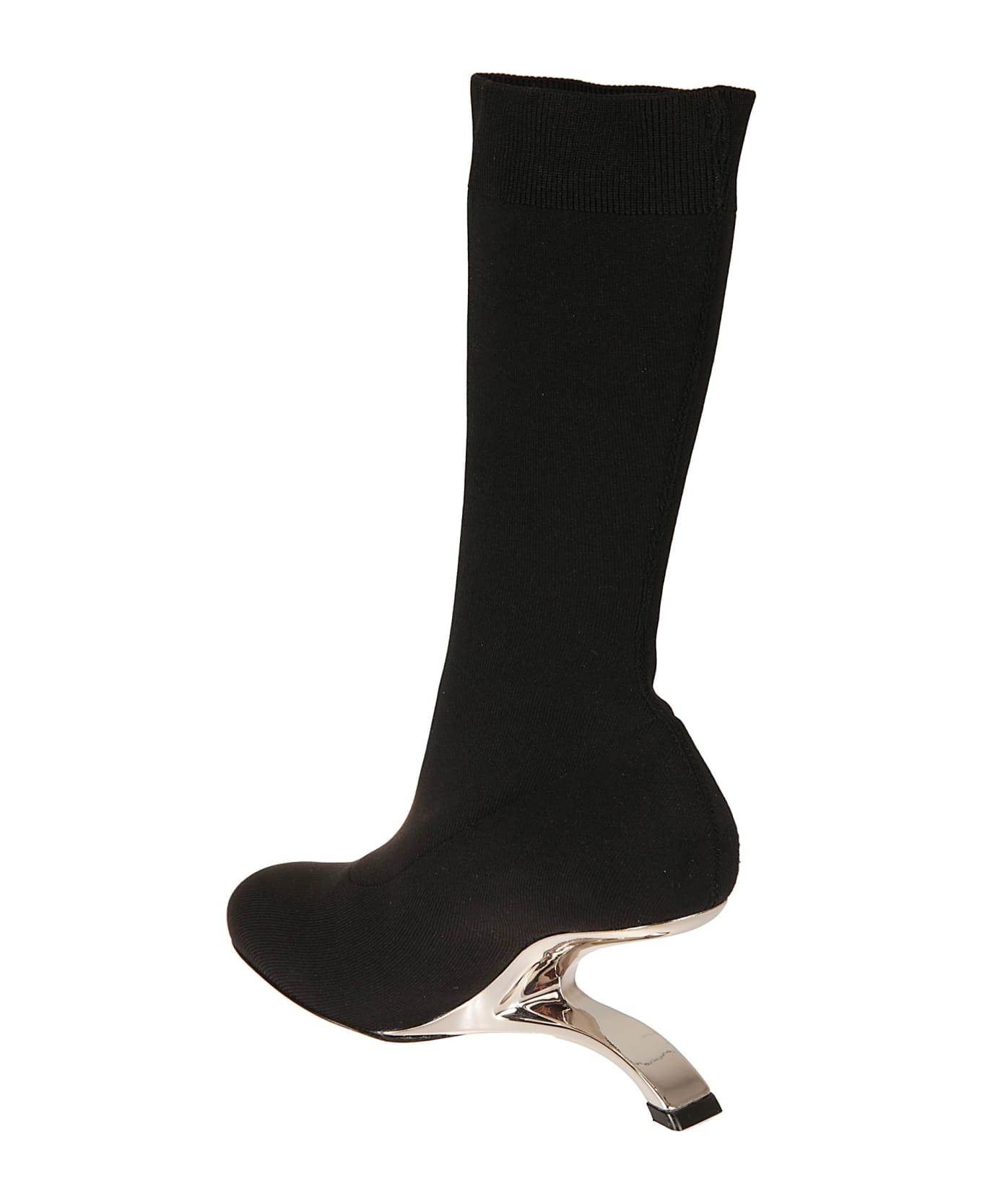Alexander McQueen Arc Knit Boots - Black/Silver