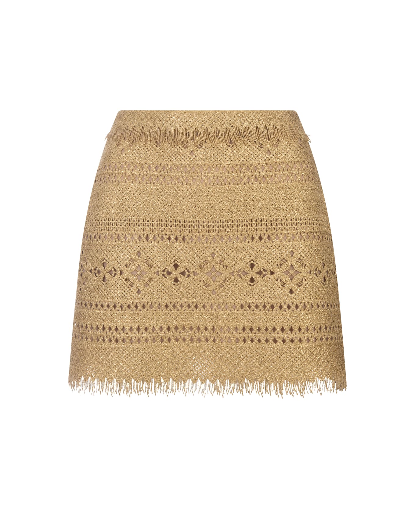 Ermanno Scervino Macramé Lace Mini Skirt - Brown