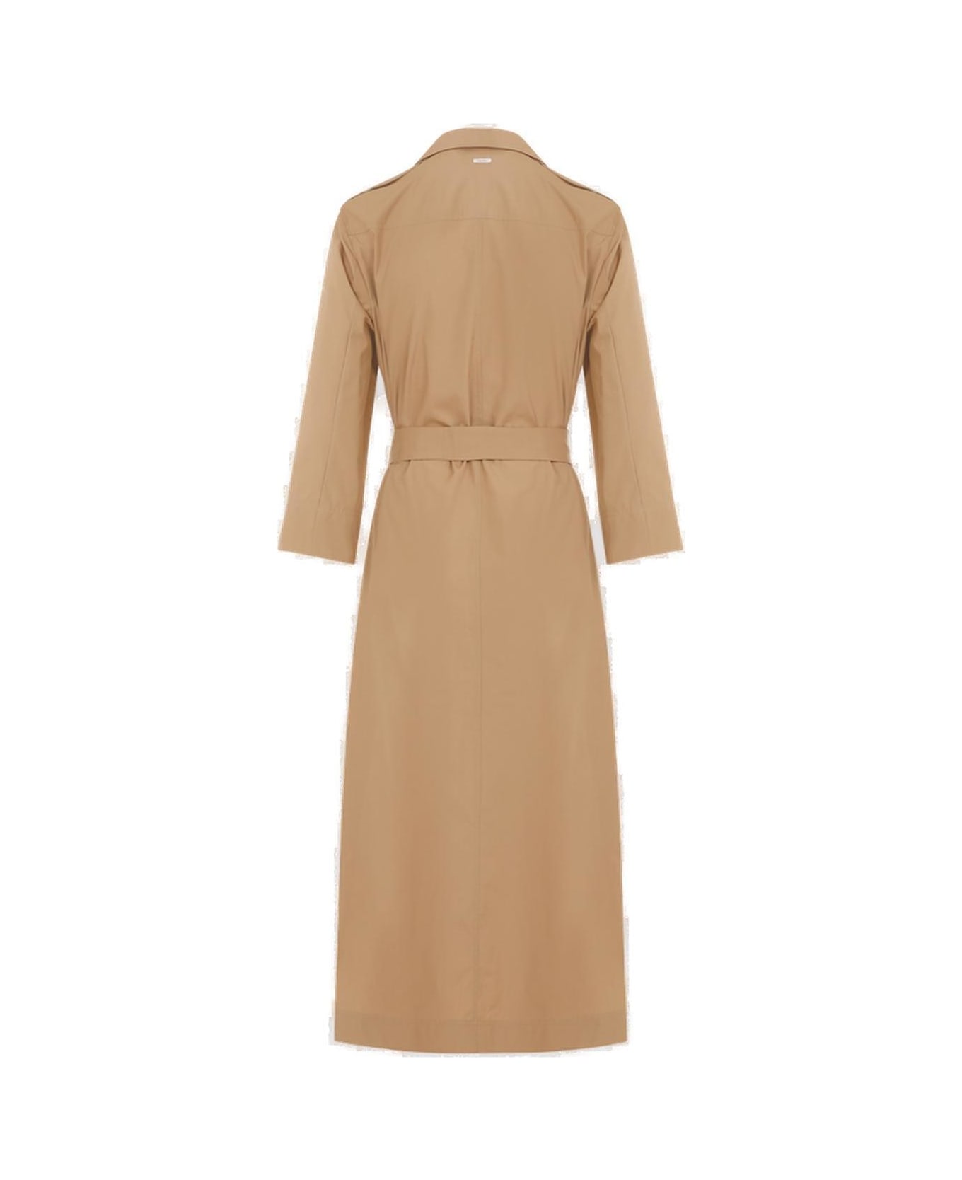 'S Max Mara Buttoned Belted Dress - BEIGE