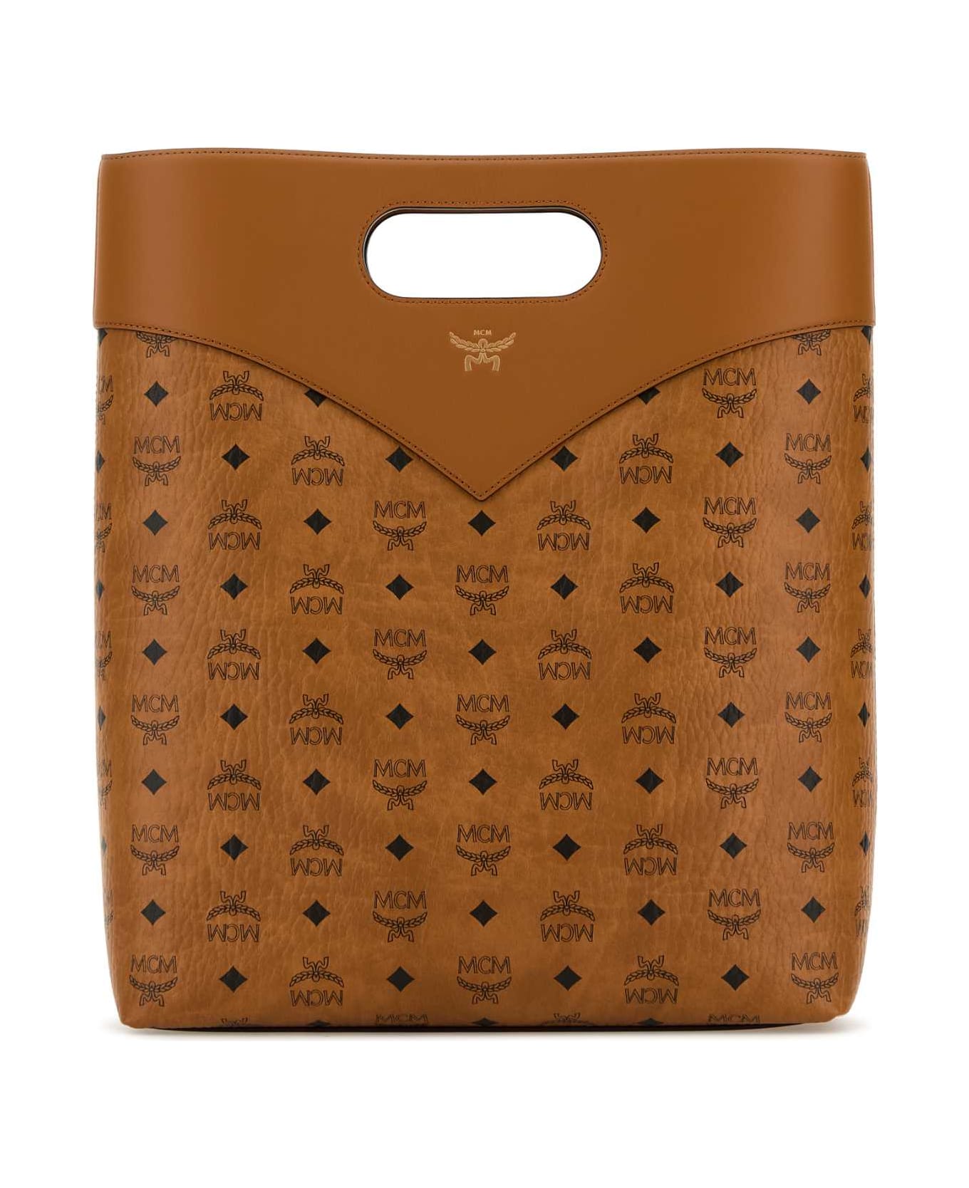 MCM Printed Canvas Shopping Bag - COGNAC