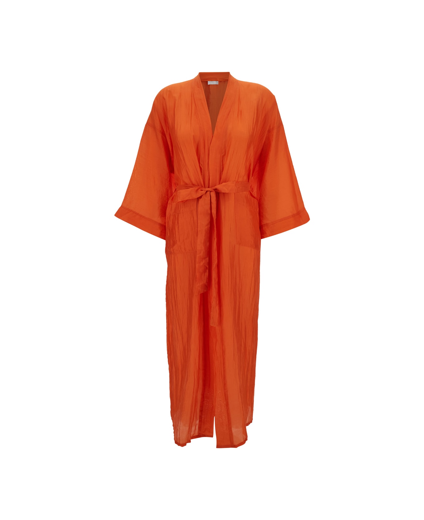 The Rose Ibiza 
bata
 Orange Kimono With Matching Belt In Silk Woman - Orange