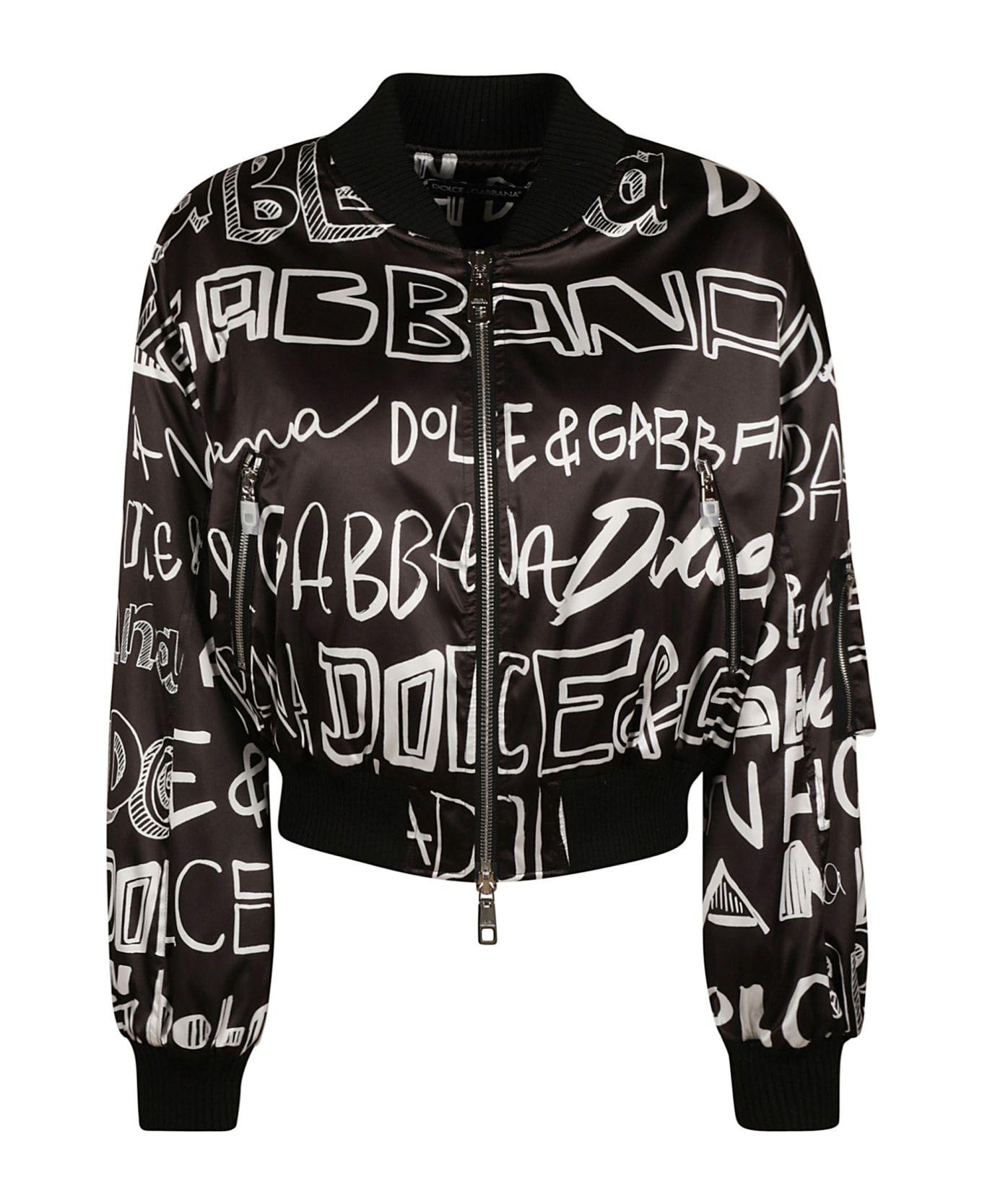 Dolce & Gabbana Logo Graffiti Bomber - Black