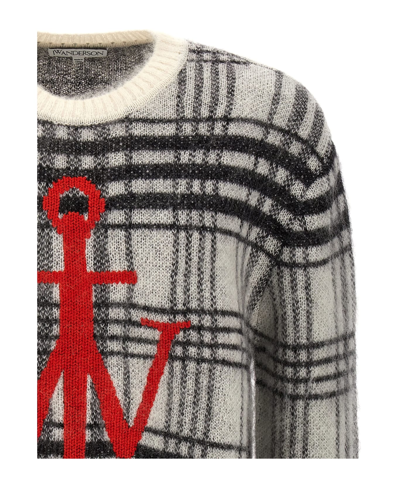 J.W. Anderson Logo Embroidery Check Sweater - White/Black ニットウェア