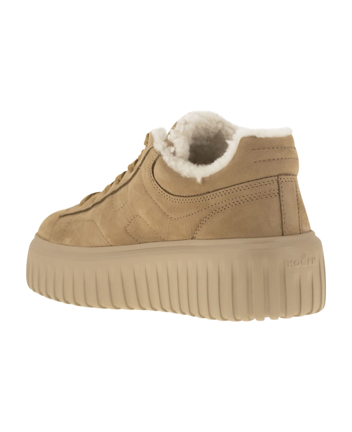 Hogan Suede H-stripes Trainers - Camel