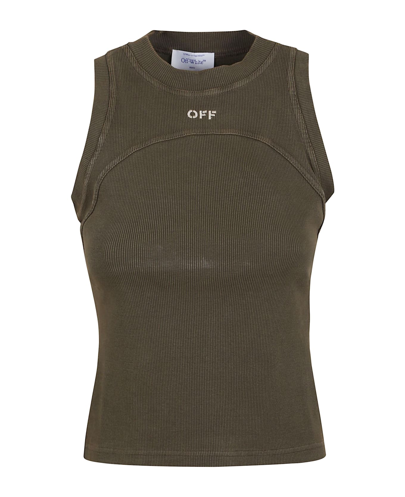 Off-White Off Stamp Rib Round Tank Top - Washed Chiv