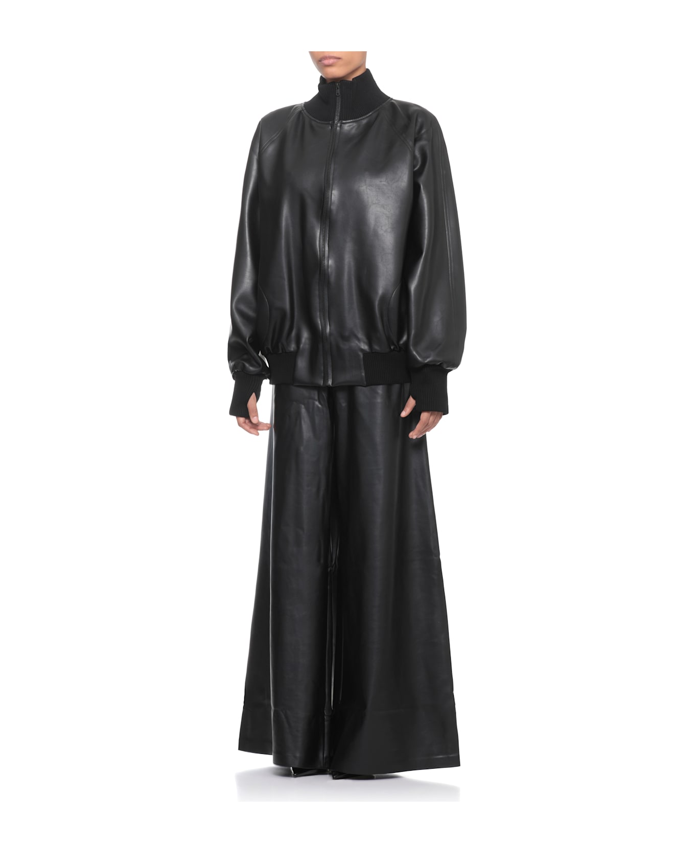 Norma Kamali Synth Leather Jacket - Black