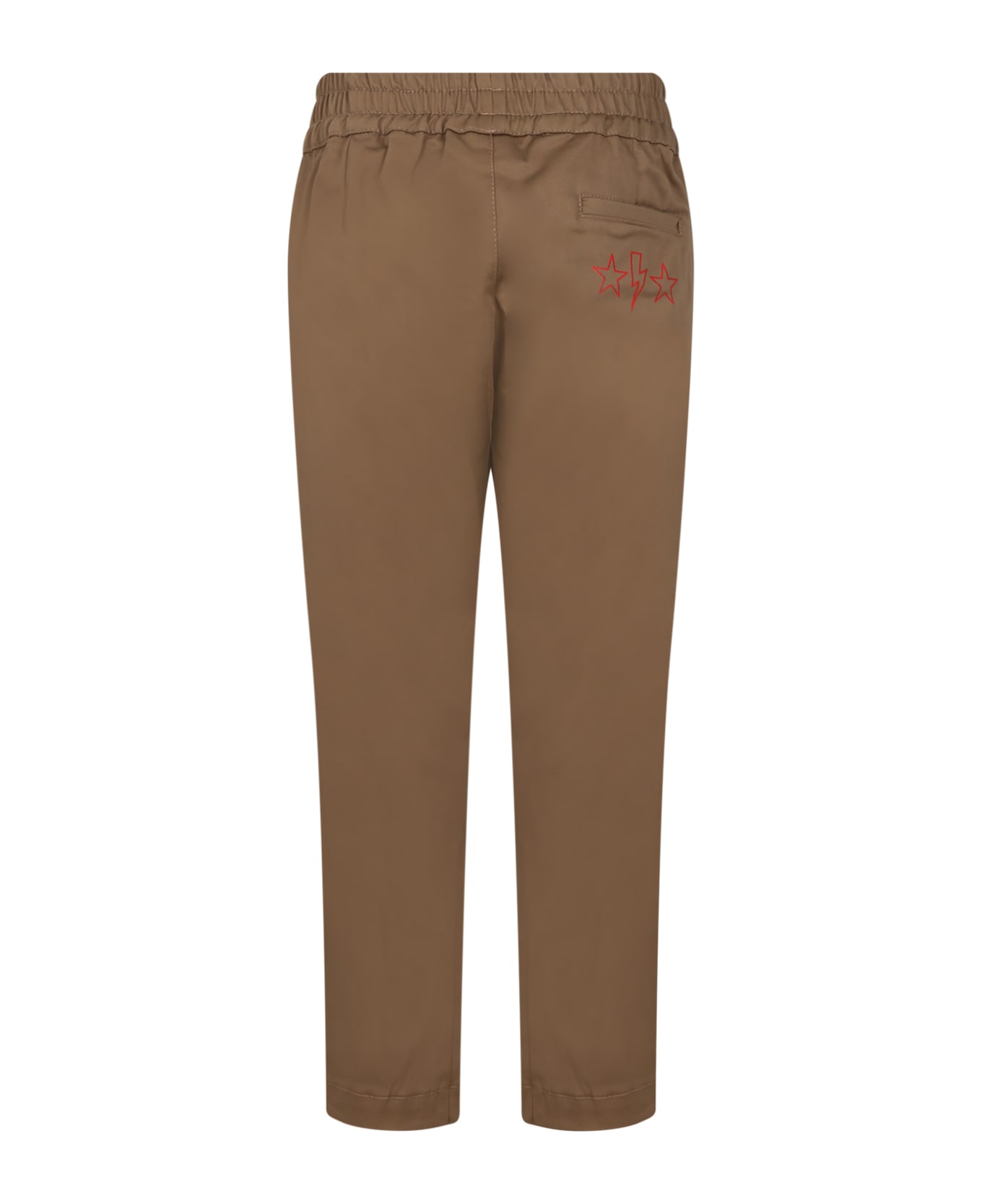Neil Barrett Brown Trousers For Boy With Iconic Lightning Bolt And Logo - Brown ボトムス
