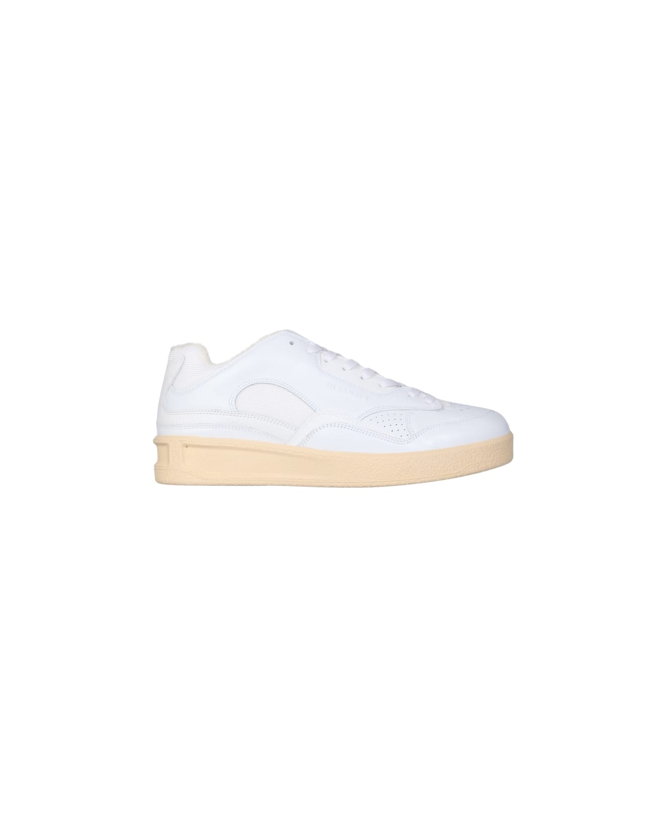 Jil Sander Low Leather Sneakers - WHITE