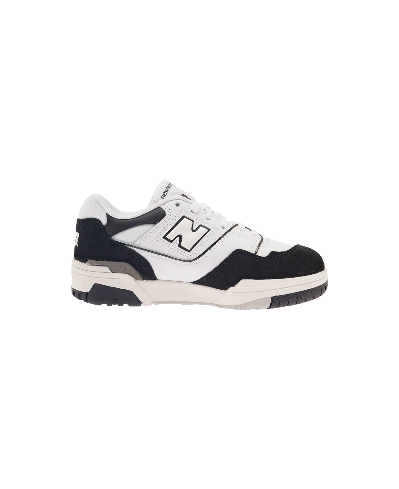 New Balance 
550
 White And Black Sneakers With Side Logo And Suede Inserts In Leather Boy - Multicolor