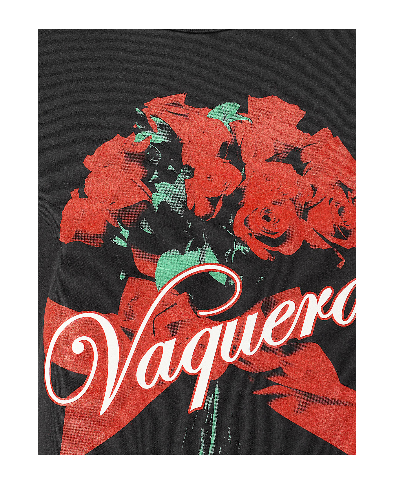 Vaquera Women Rose Bouquet T Shirt Woven - FADED BLACK