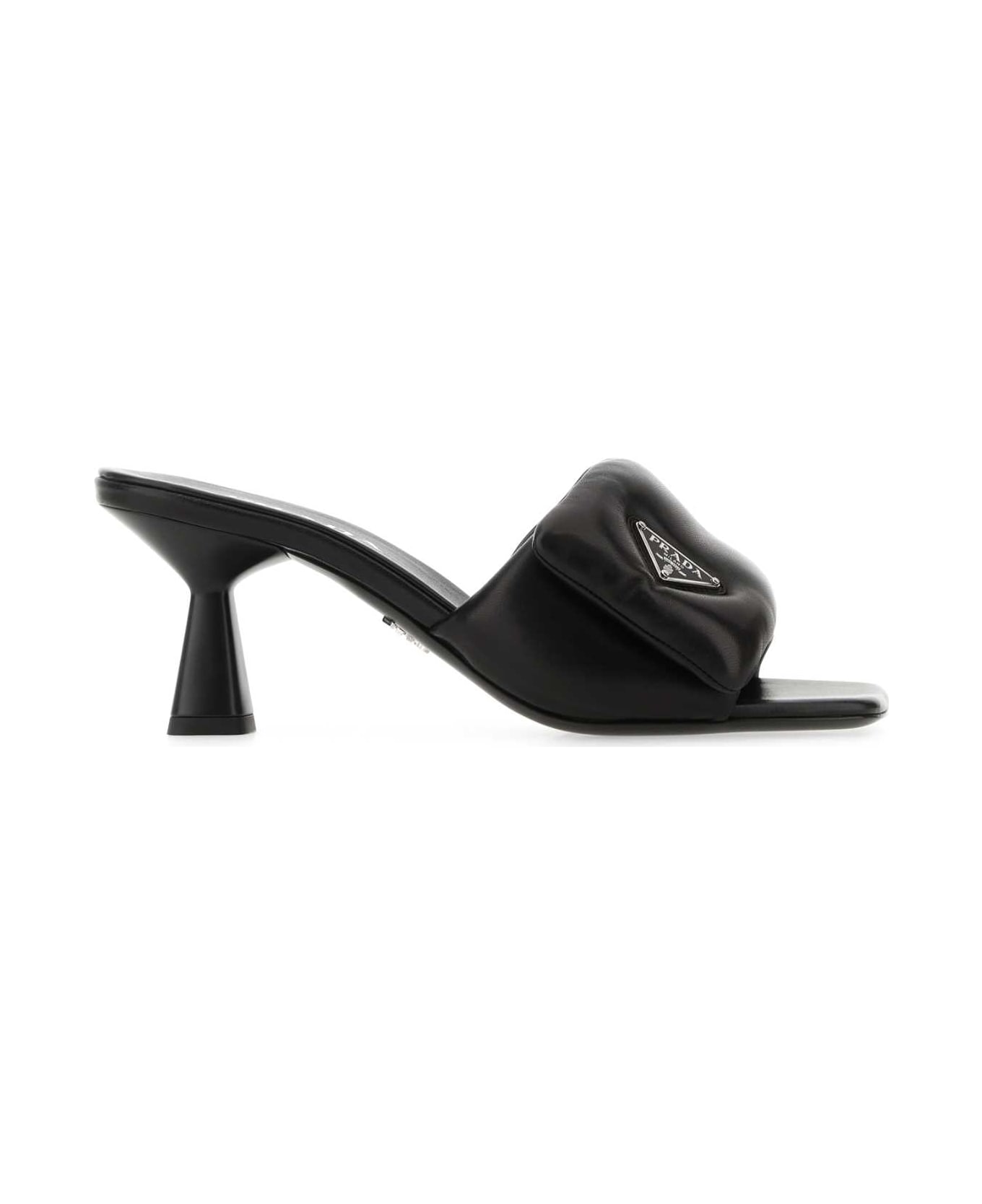 Prada Black Nappa Leather Mules - Black