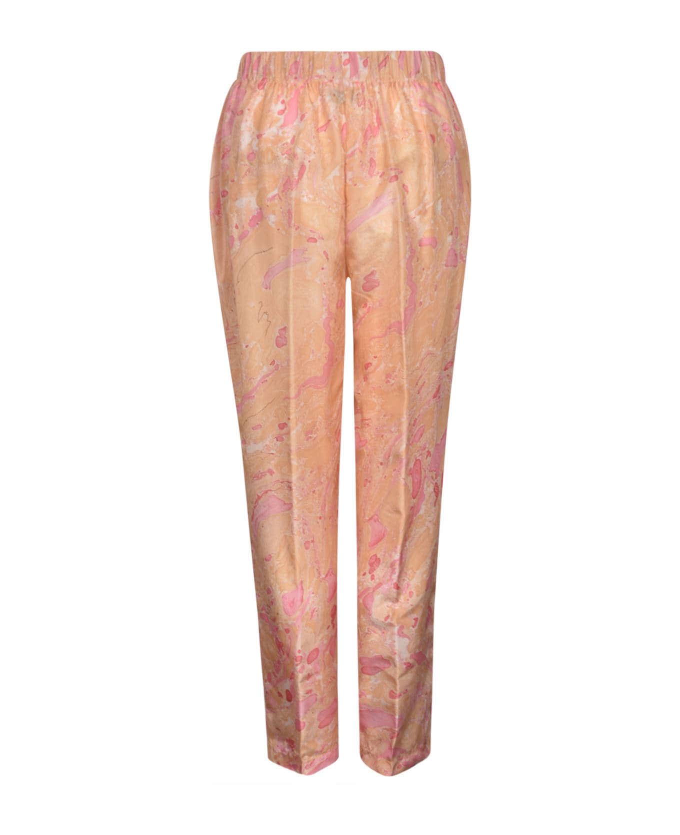 Forte_Forte Ribbed Waist Printed Trousers - Pink