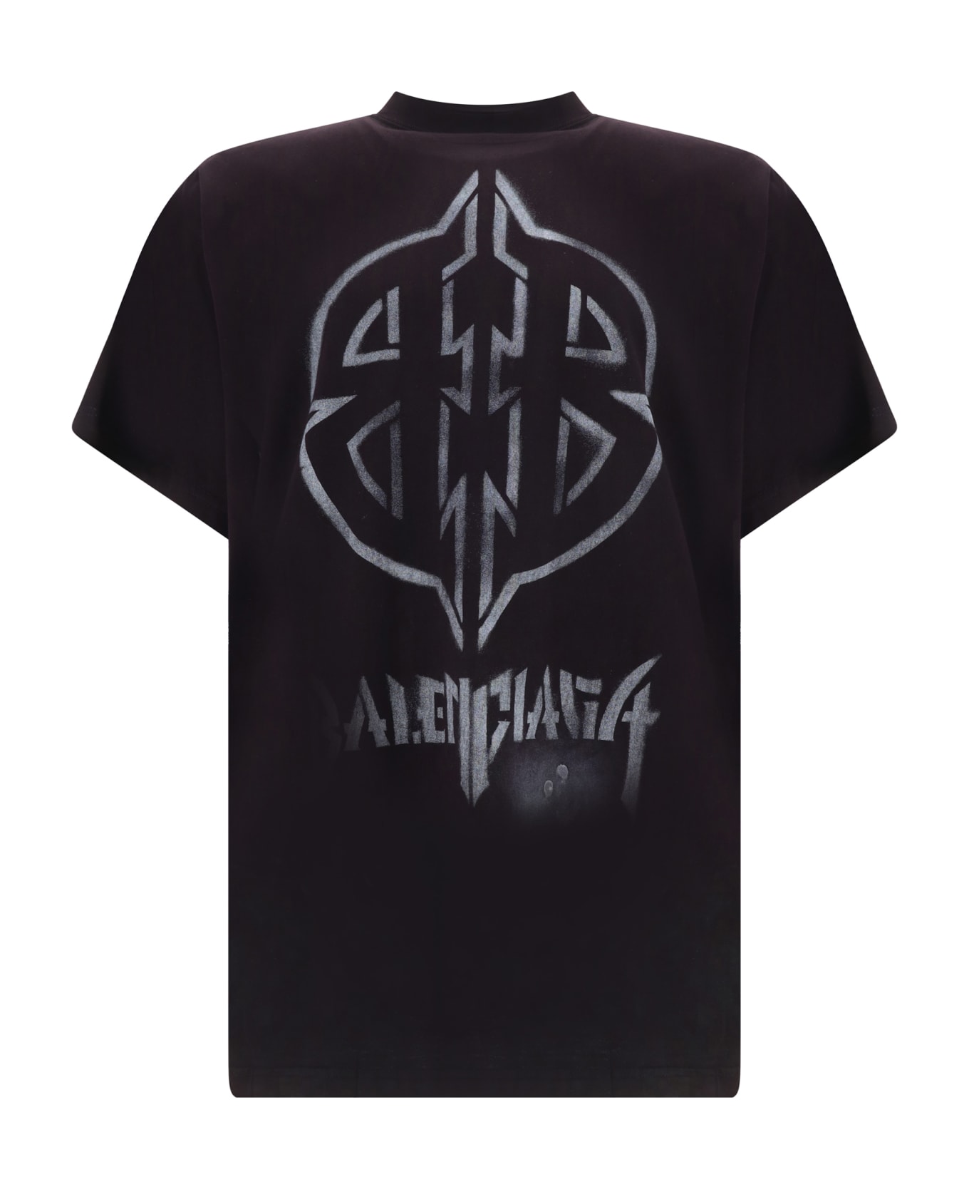 Balenciaga 'metal Bb Stencil' Logo T-shirt - Washed Black/white