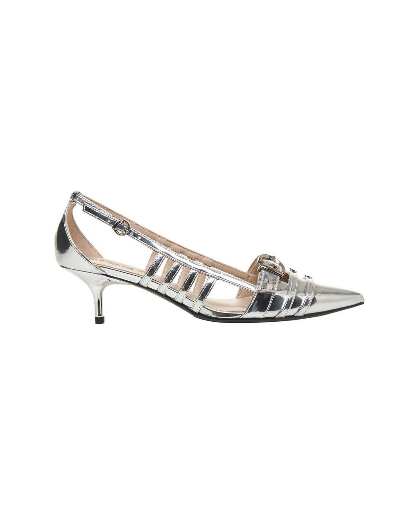 Pinko Mirror-finish Slingback Pumps - Silver