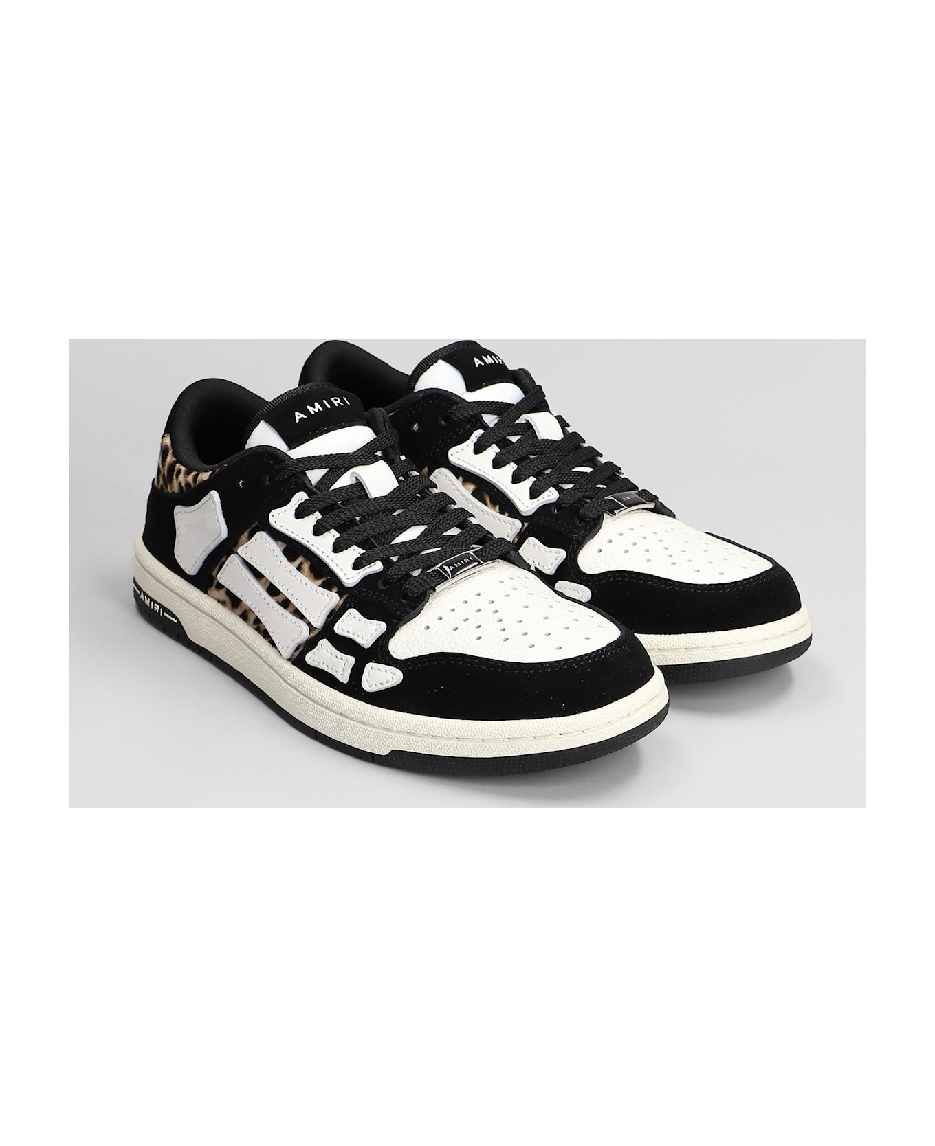 AMIRI Leopard Skel Top Low Sneakers In Black Leather - BLACK