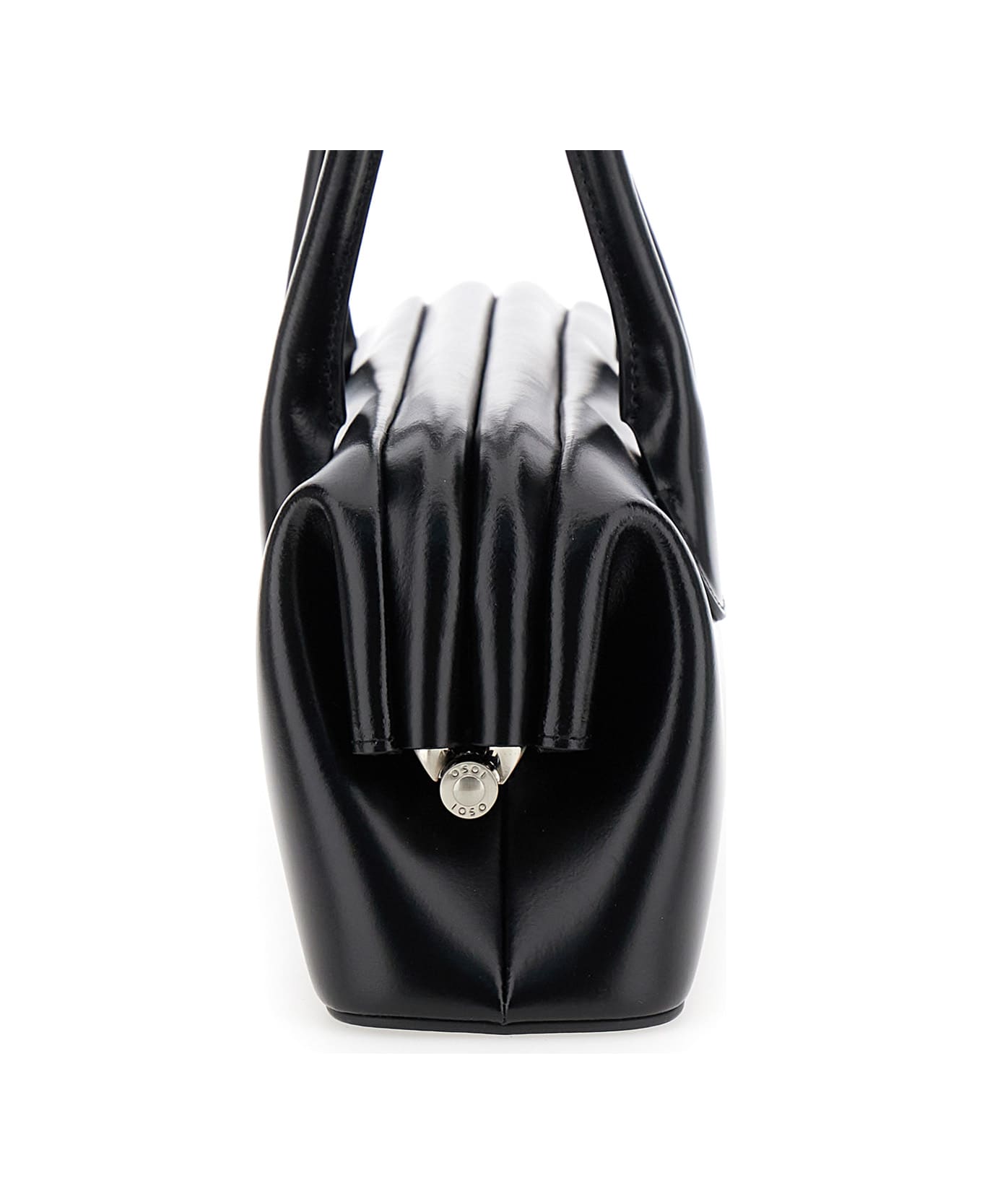 OSOI 
boat Wide
 Black Shoulder Bag With Round Handles And Lettering Logo On The Front In Leather Woman - Black
