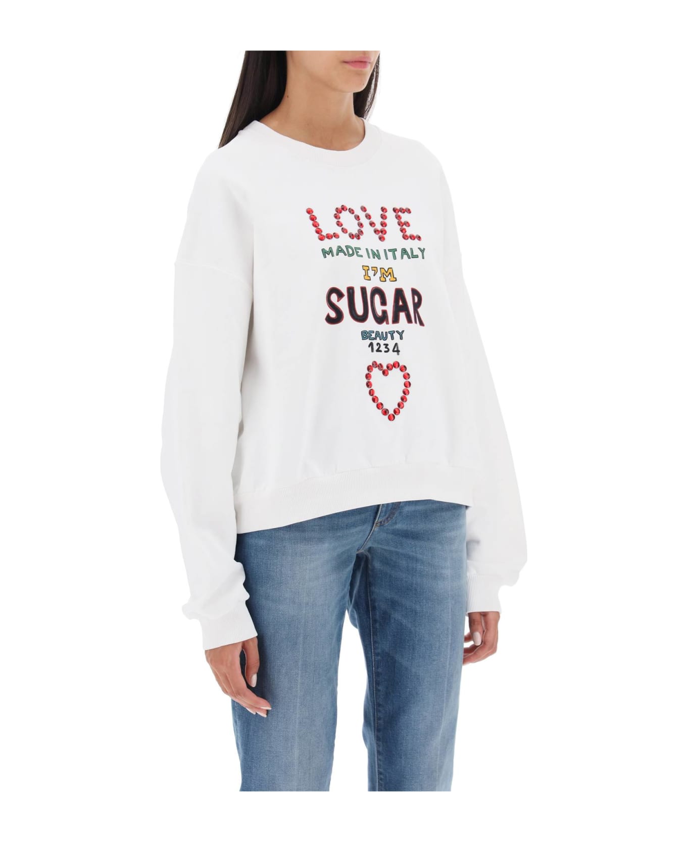 Dolce & Gabbana Lettering Print Sweatshirt - LOVE SUGAR F BCO OTT (White)