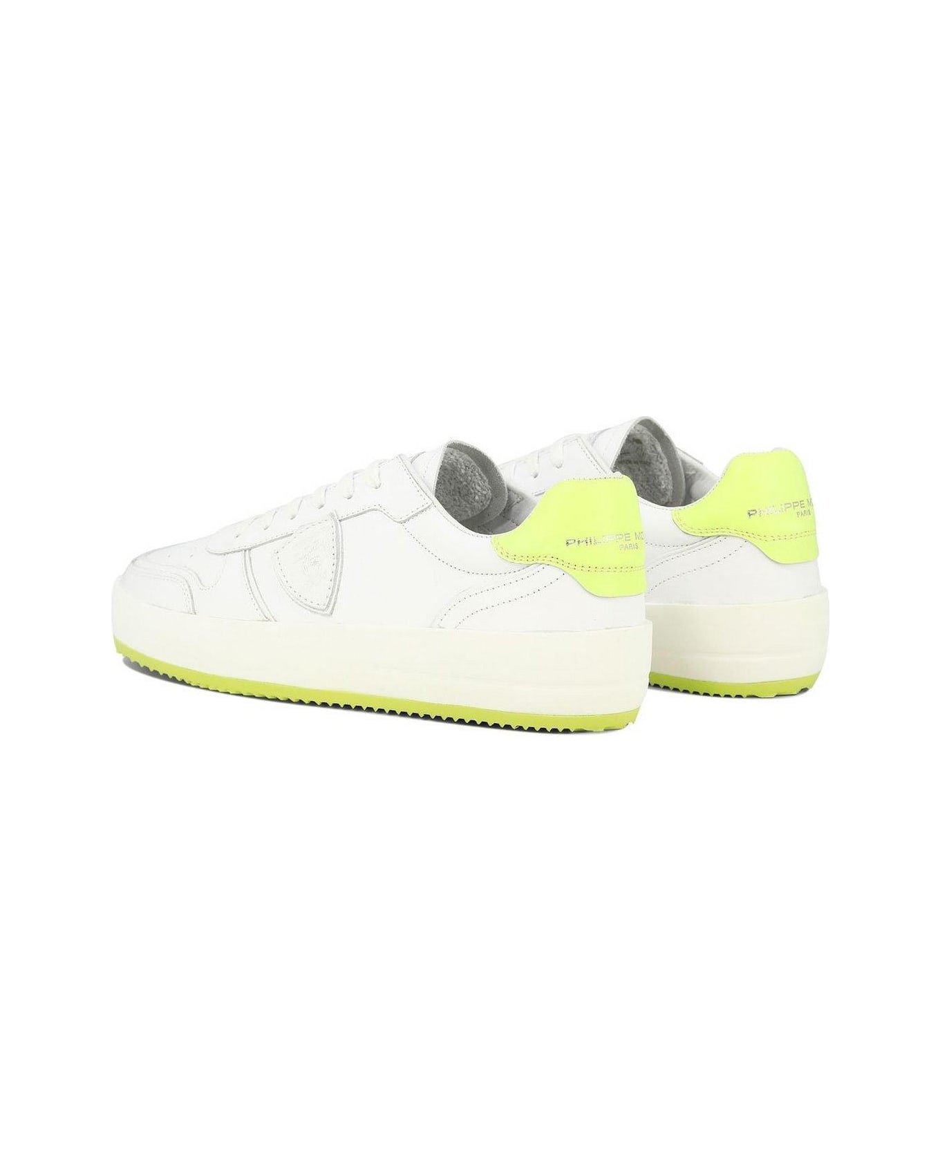 Philippe Model Lyon Logo-patch Lace-up Sneakers Philippe Model - WHITE