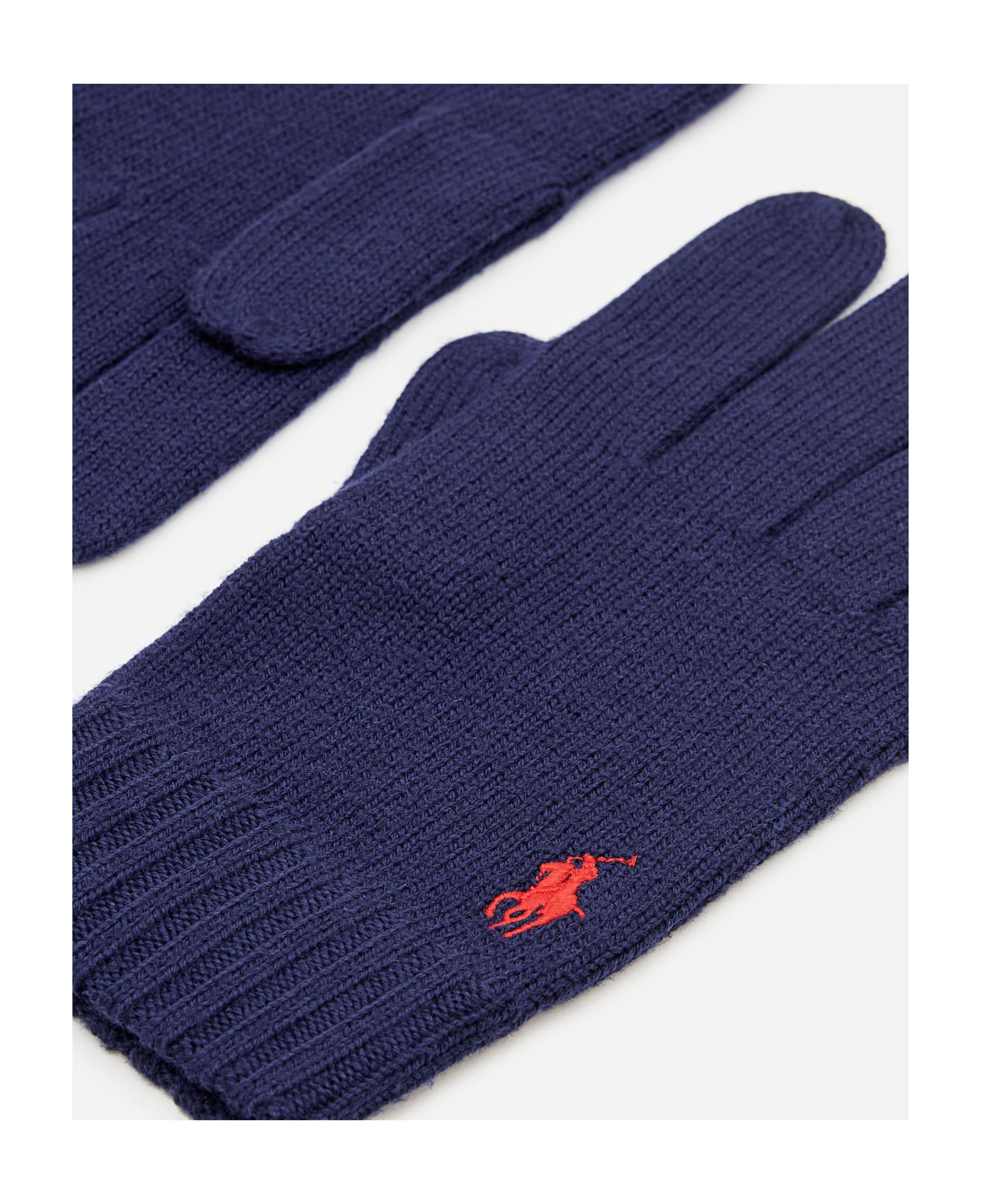 Mens Blue Stripe Polo Shirt Signature Pony Knit Touch Gloves - Blue